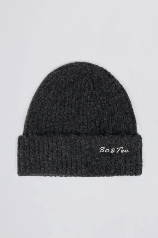 Knit Beanie Hat in Charcoal Marl sold by Bo + Tee