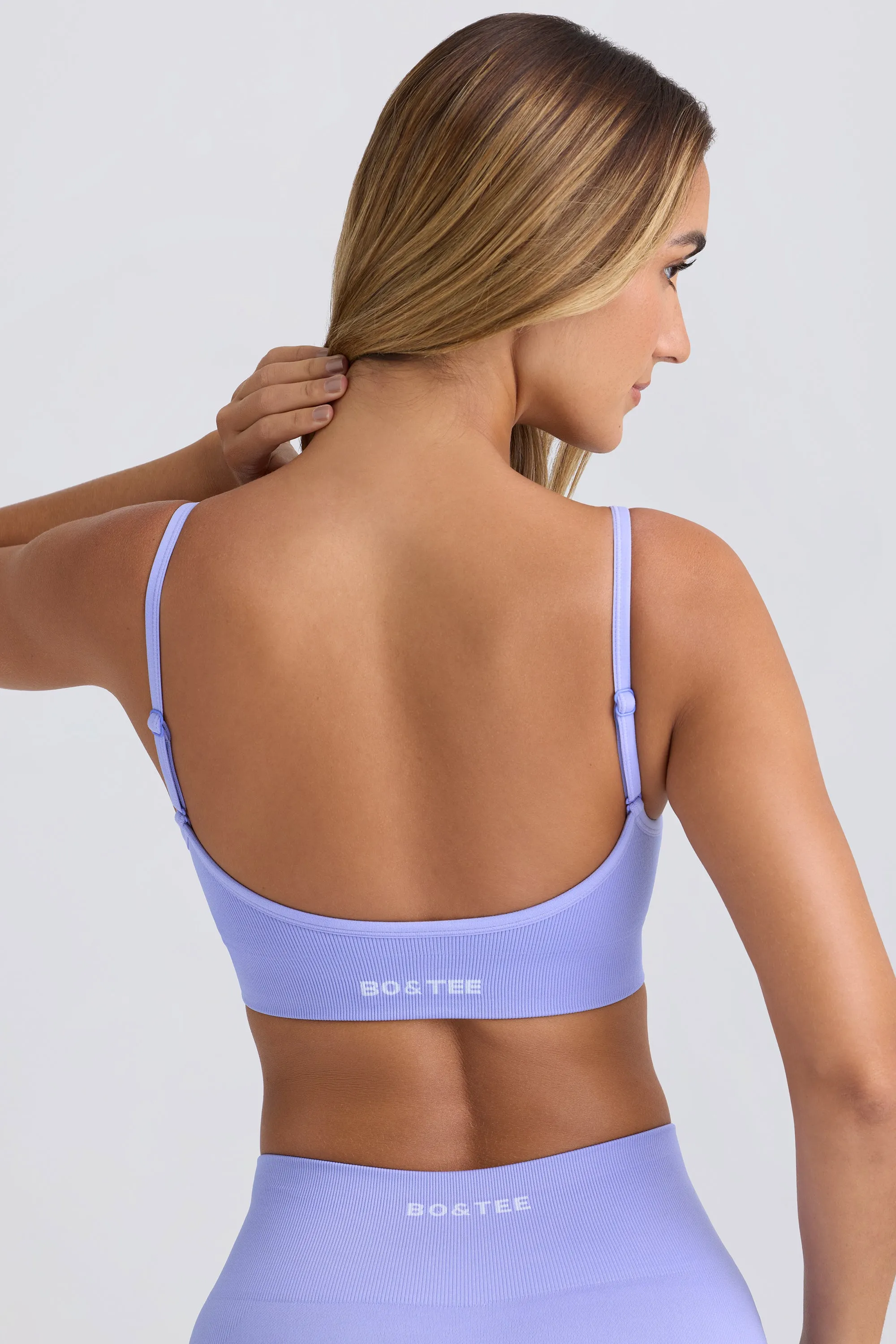 Super Sculpt Seamless Scoop-Back Sports Bra in Periwinkle sold by Bo + Tee product image thumbnail 3