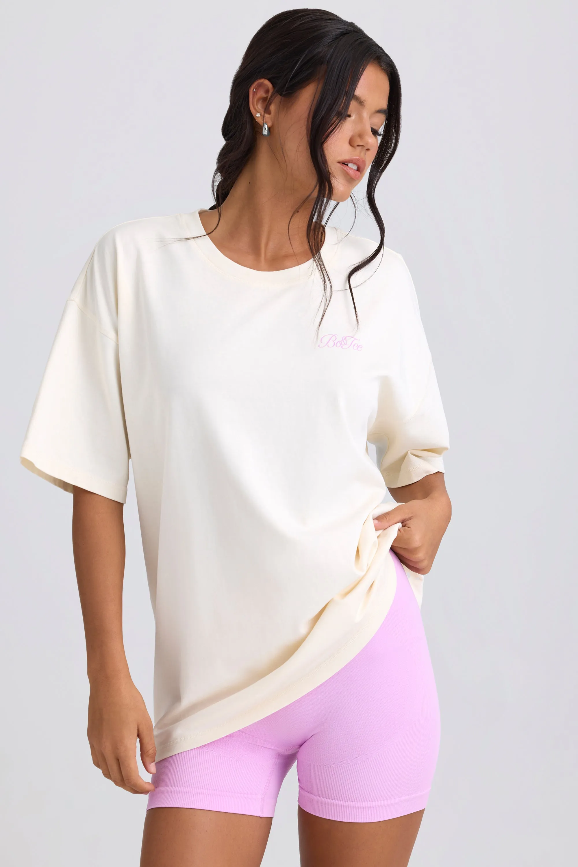 Oversized Short-Sleeve T-Shirt in Egg Shell sold by Bo + Tee product image thumbnail 4