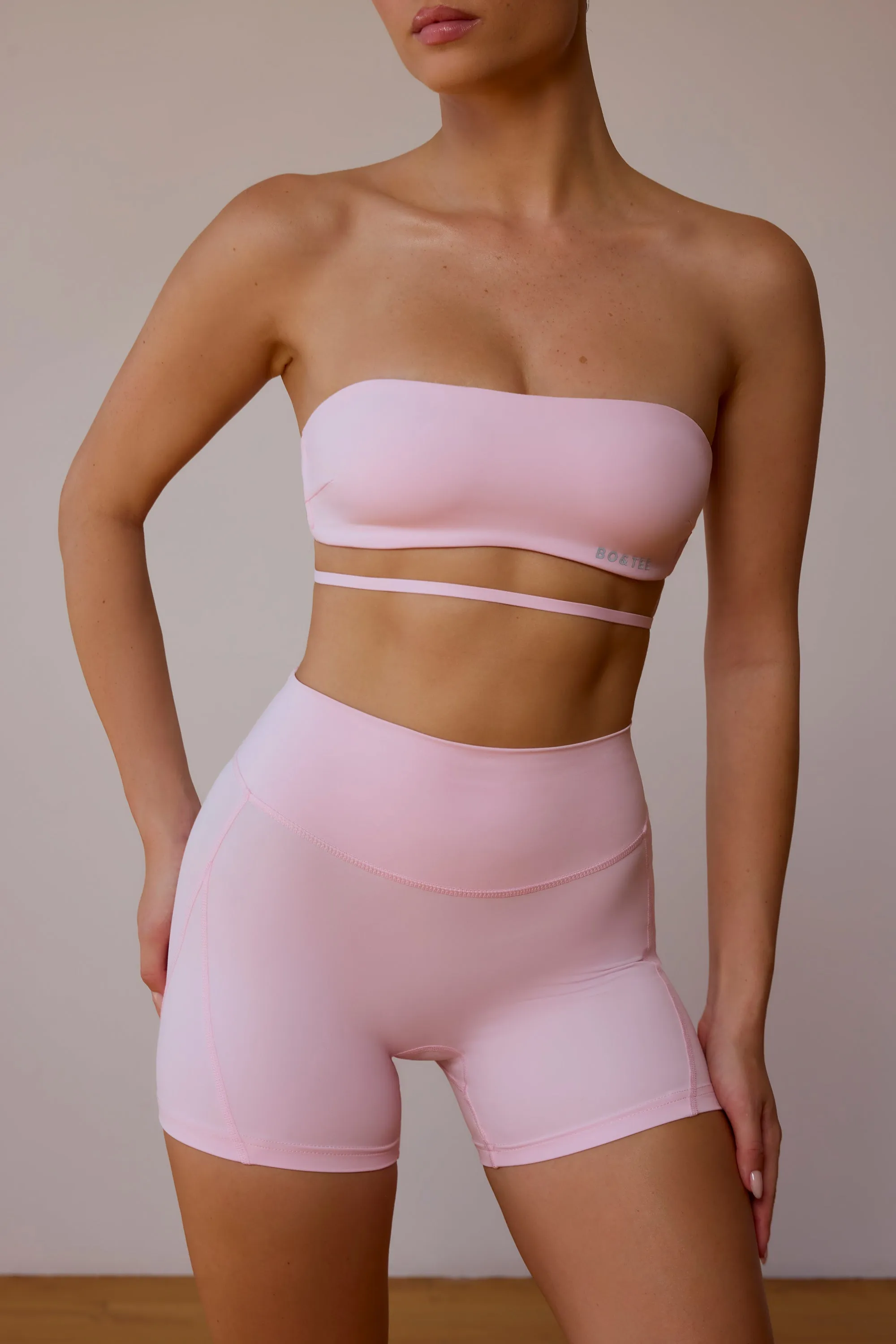 Cross-Back Bandeau Bra in Soft Pink sold by Bo + Tee product image thumbnail 4