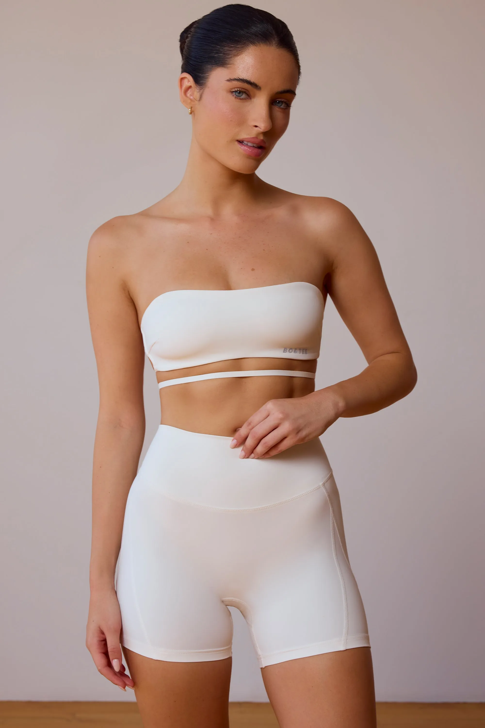 Cross-Back Bandeau Bra in Soft White sold by Bo + Tee product image thumbnail 4
