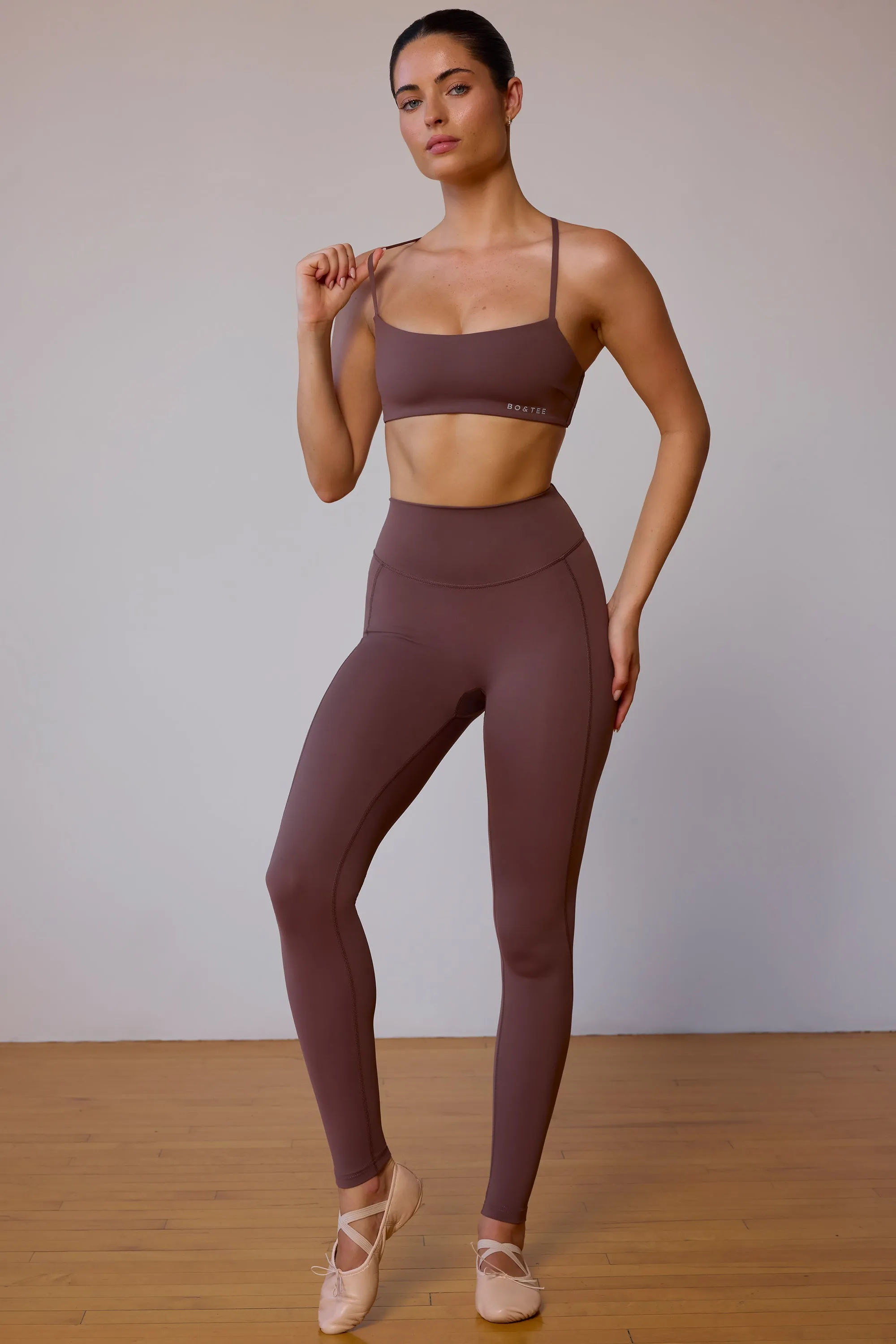 High-Waist Leggings in Taupe Brown sold by Bo + Tee product image thumbnail 4