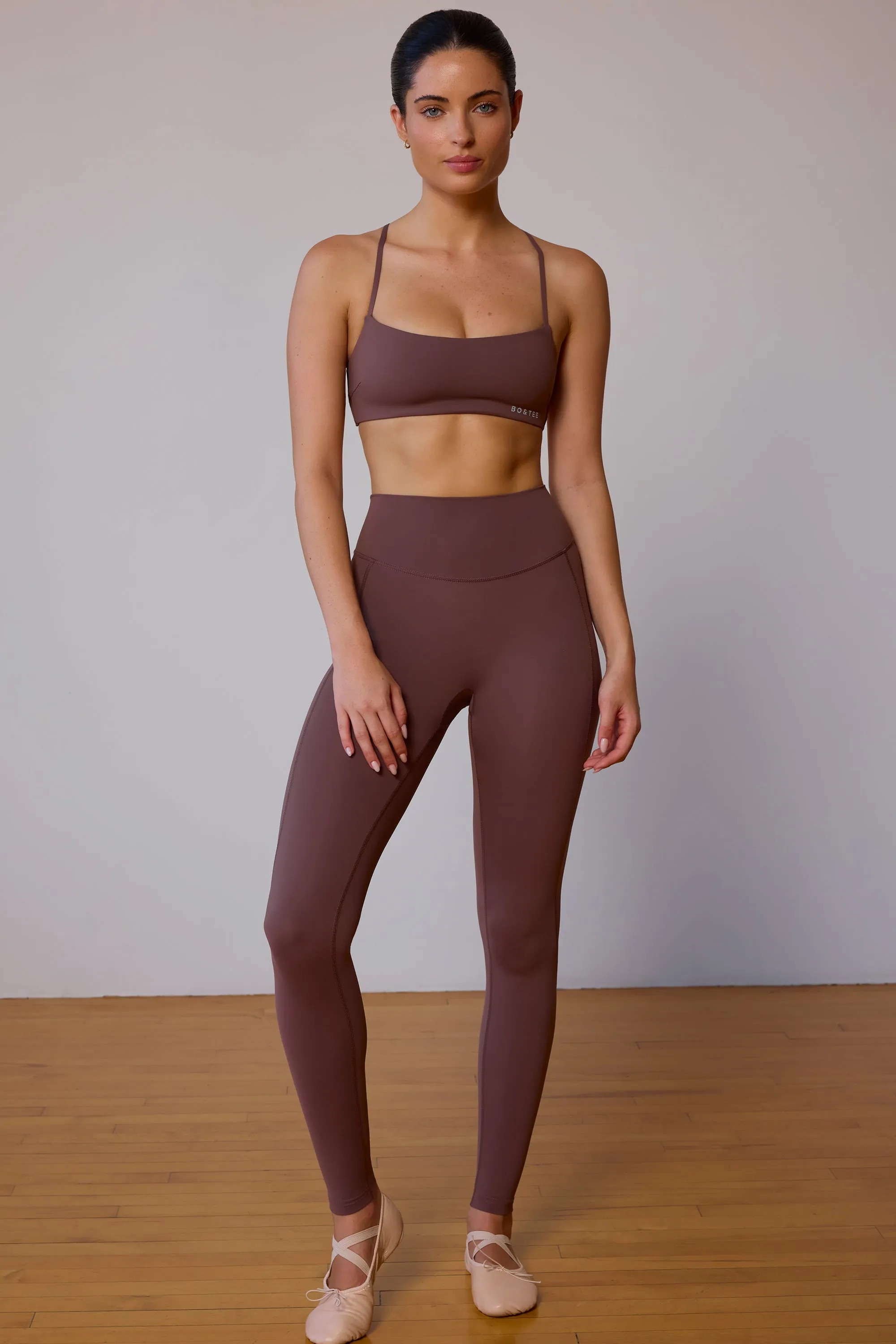 High-Waist Leggings in Taupe Brown sold by Bo + Tee