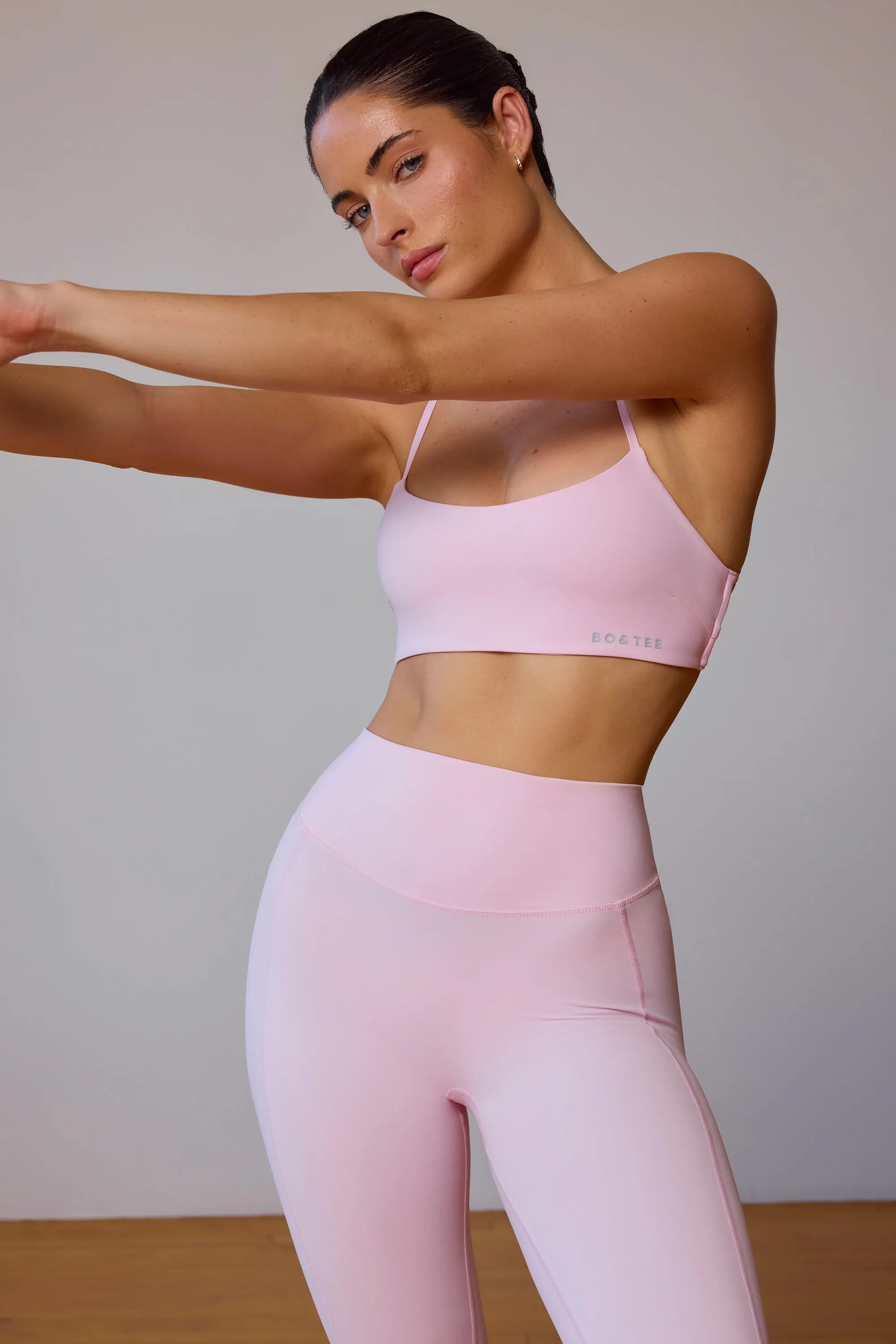 Cross-Back Sports Bra in Soft Pink sold by Bo + Tee product image thumbnail 5