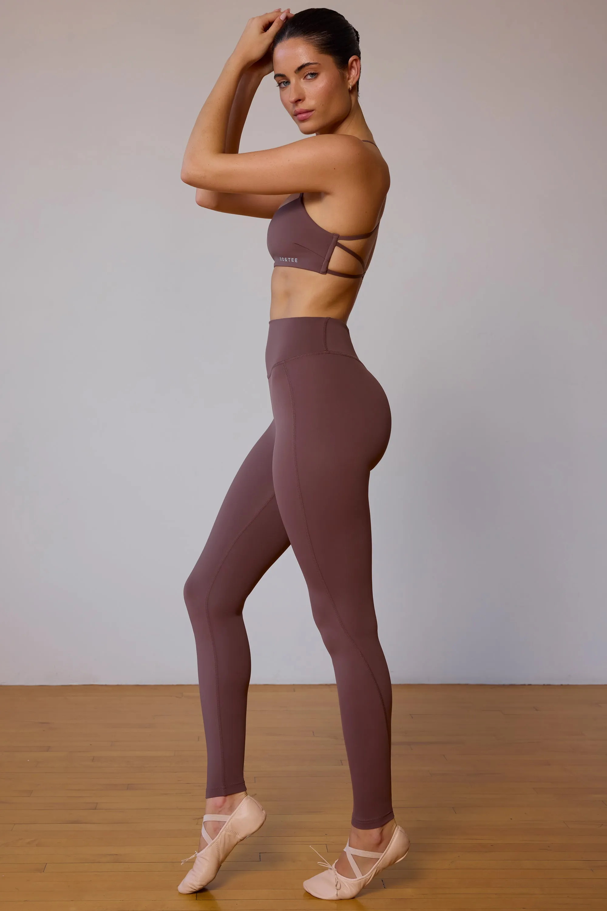 Cross-Back Sports Bra in Taupe Brown sold by Bo + Tee product image thumbnail 2
