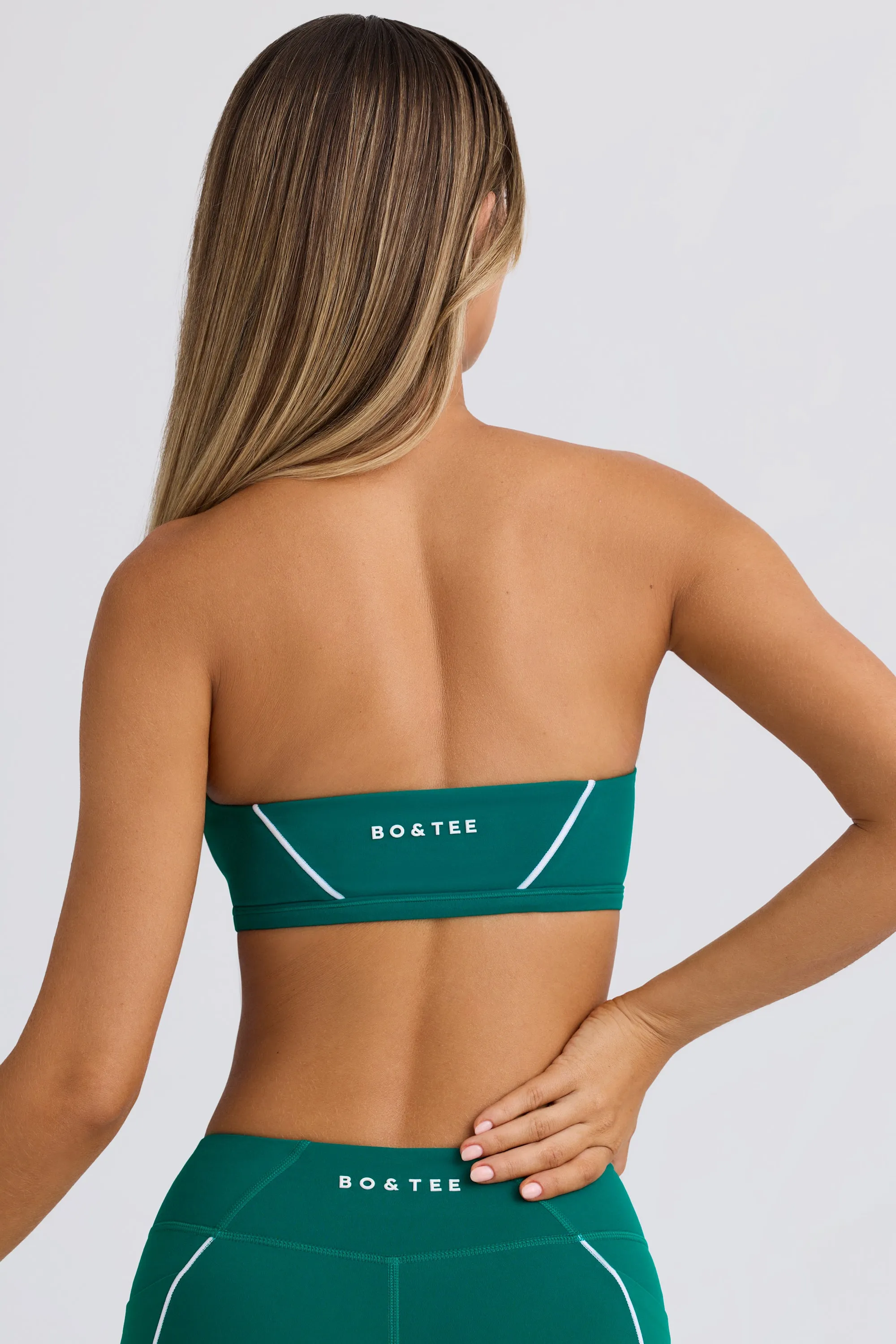Soft Active Bandeau Sports Bra in Varsity Green sold by Bo + Tee product image thumbnail 3