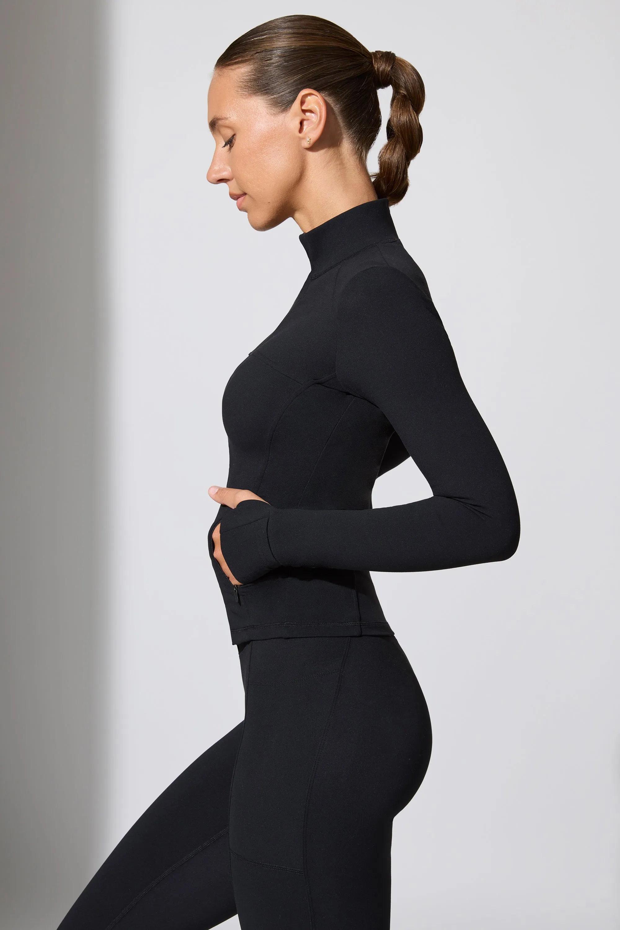 Long Sleeve Zip Up Jacket in Black sold by Bo + Tee product image thumbnail 2