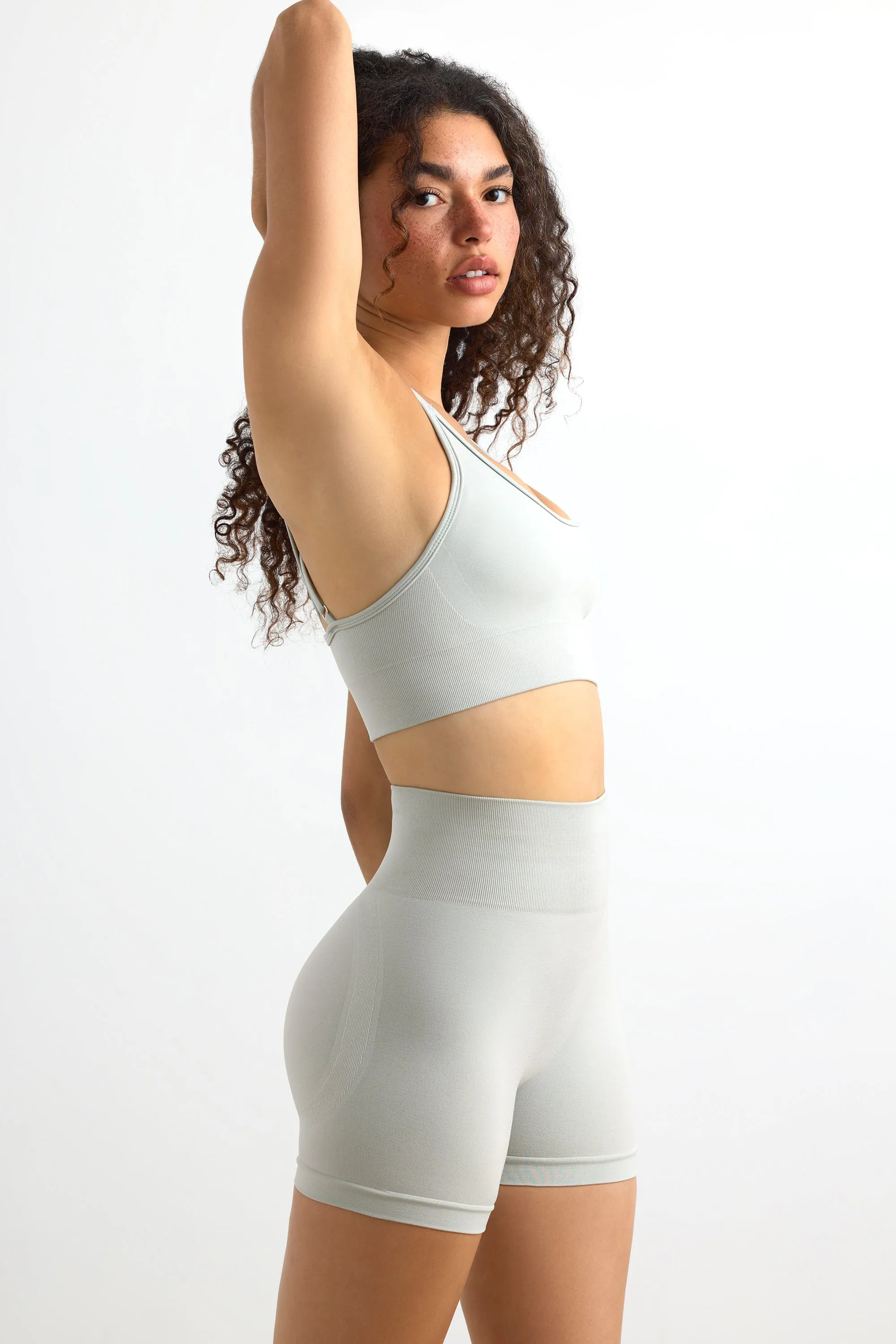 High Waist Define Luxe Mini Shorts in Grey sold by Bo + Tee product image thumbnail 2