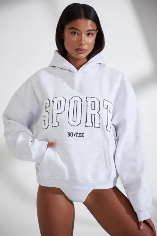 Soft Cotton Fleece Oversized Hoodie in Marl Grey sold by Bo + Tee