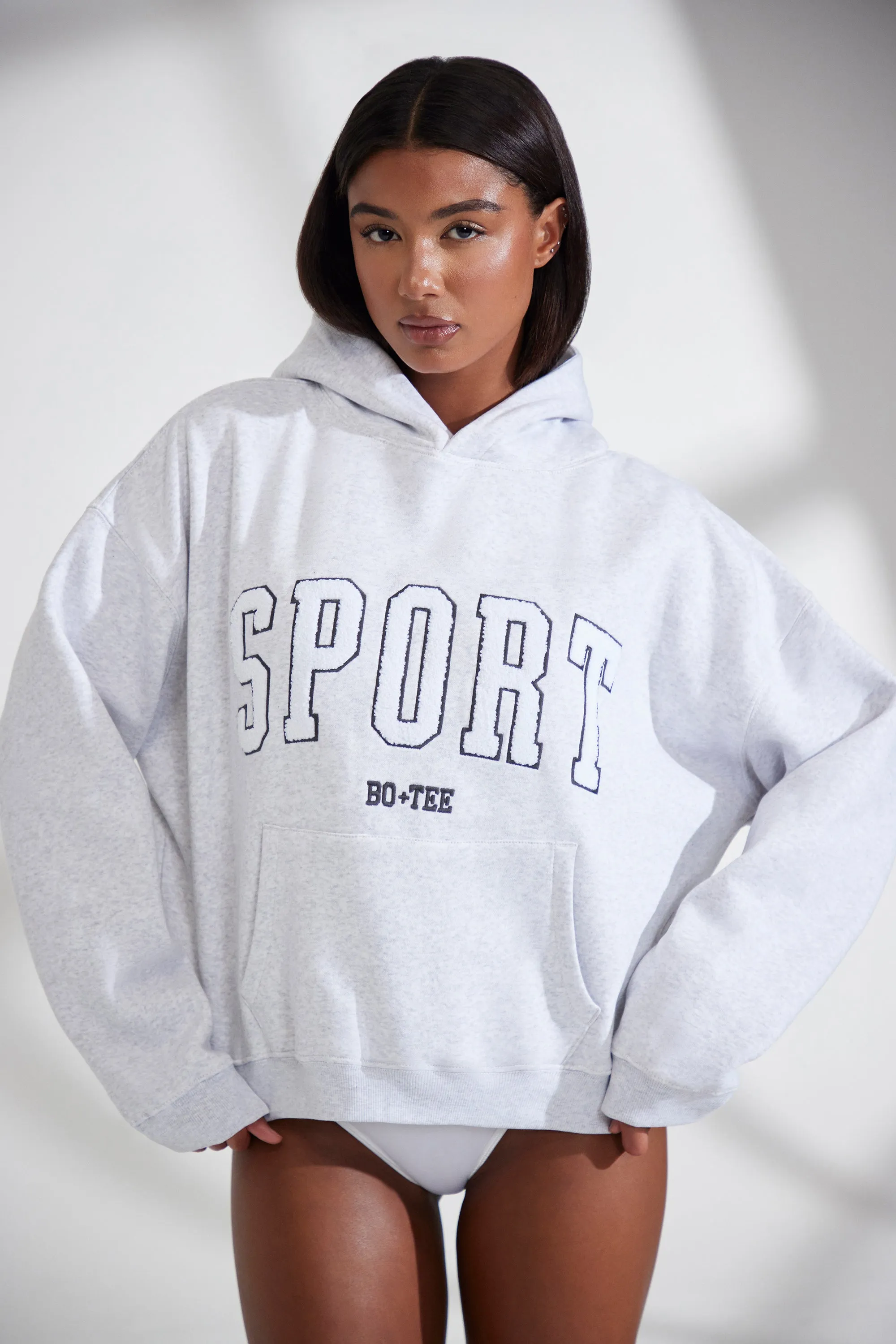 Soft Cotton Fleece Oversized Hoodie in Marl Grey sold by Bo + Tee product image thumbnail 5