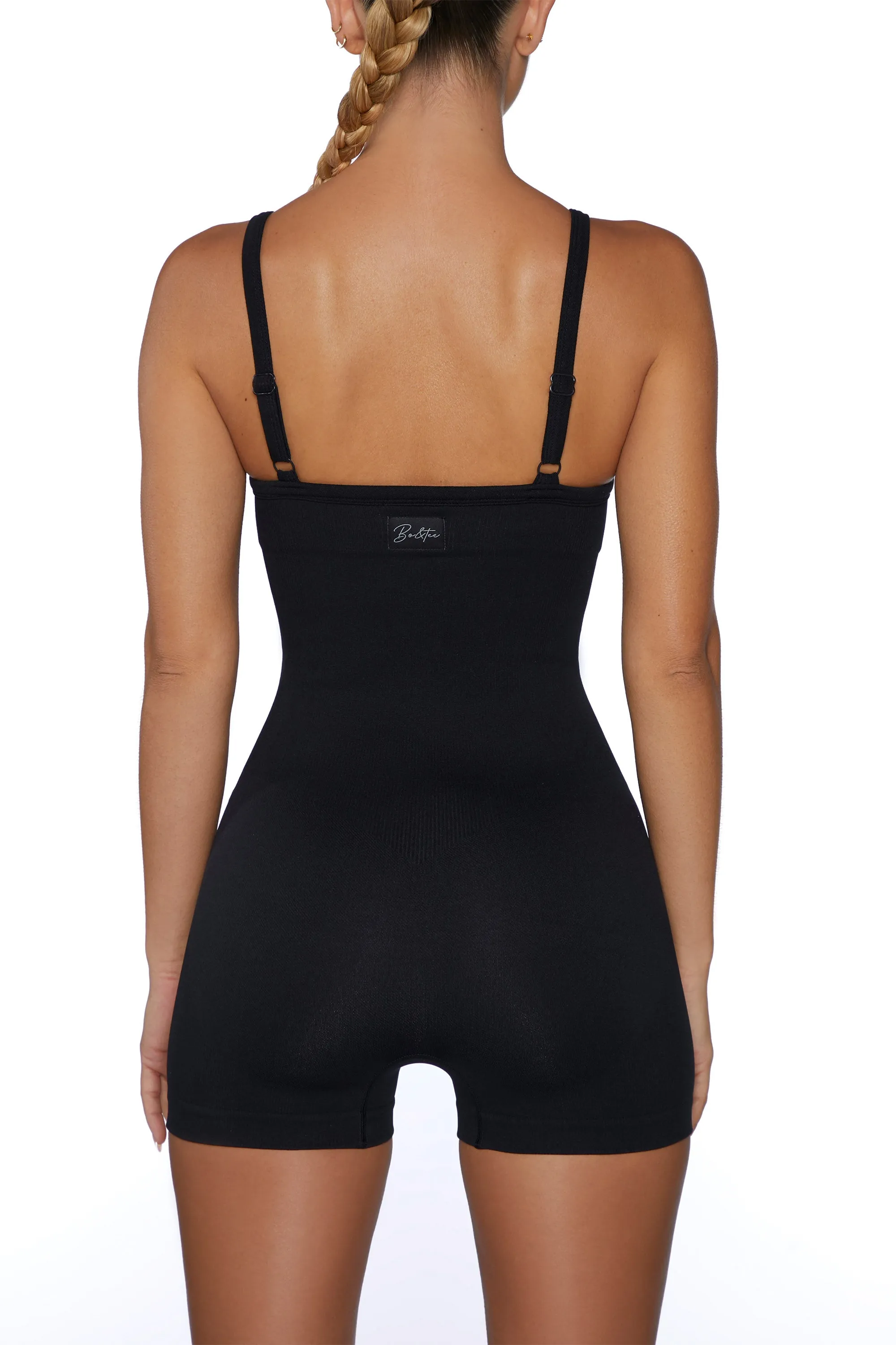 Seamless Micro Rib Scoop-Neck Unitard in Black sold by Bo + Tee product image thumbnail 3
