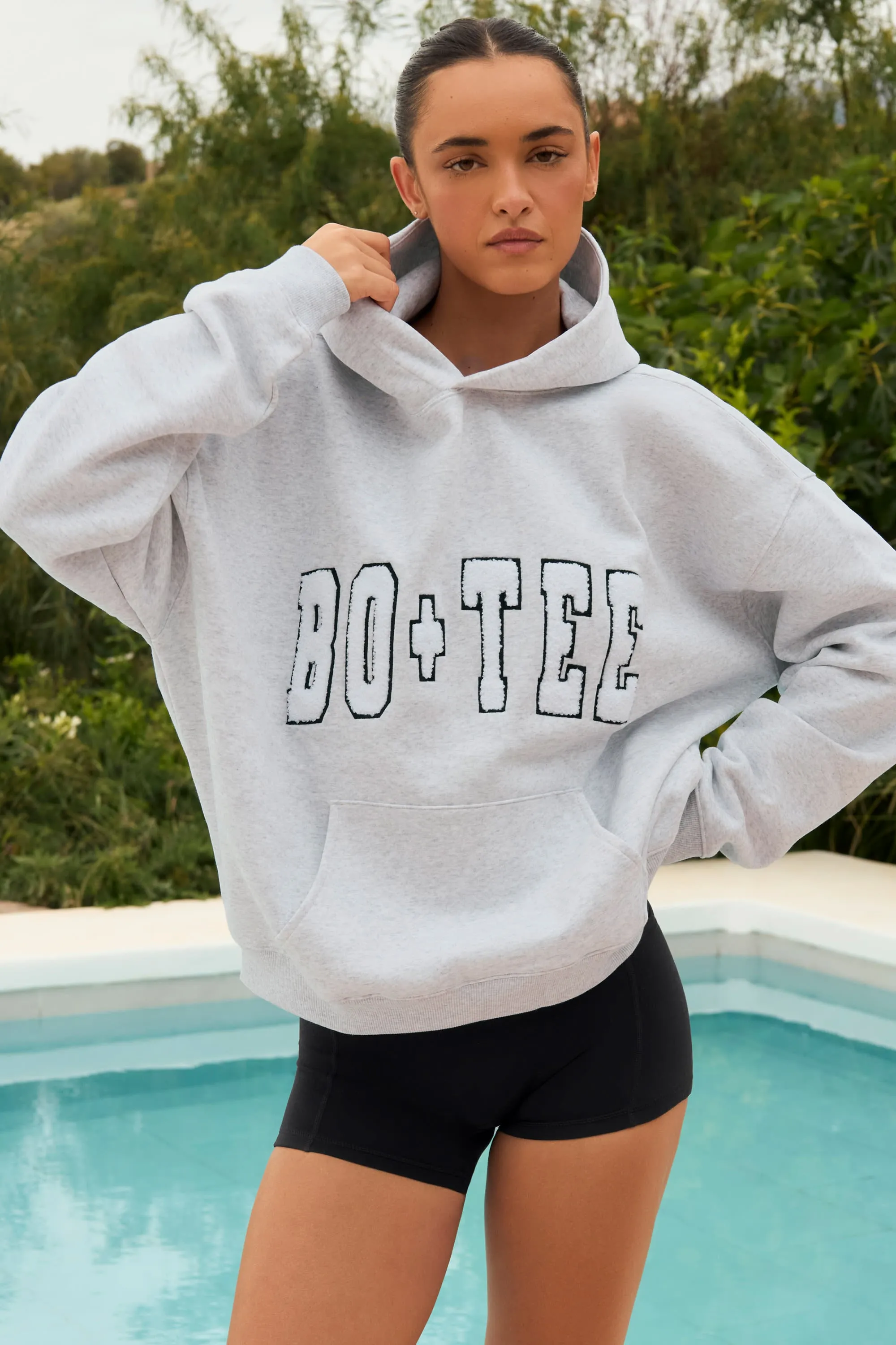 Soft Cotton Jersey Oversized Hoodie in Heather Grey sold by Bo + Tee product image thumbnail 2