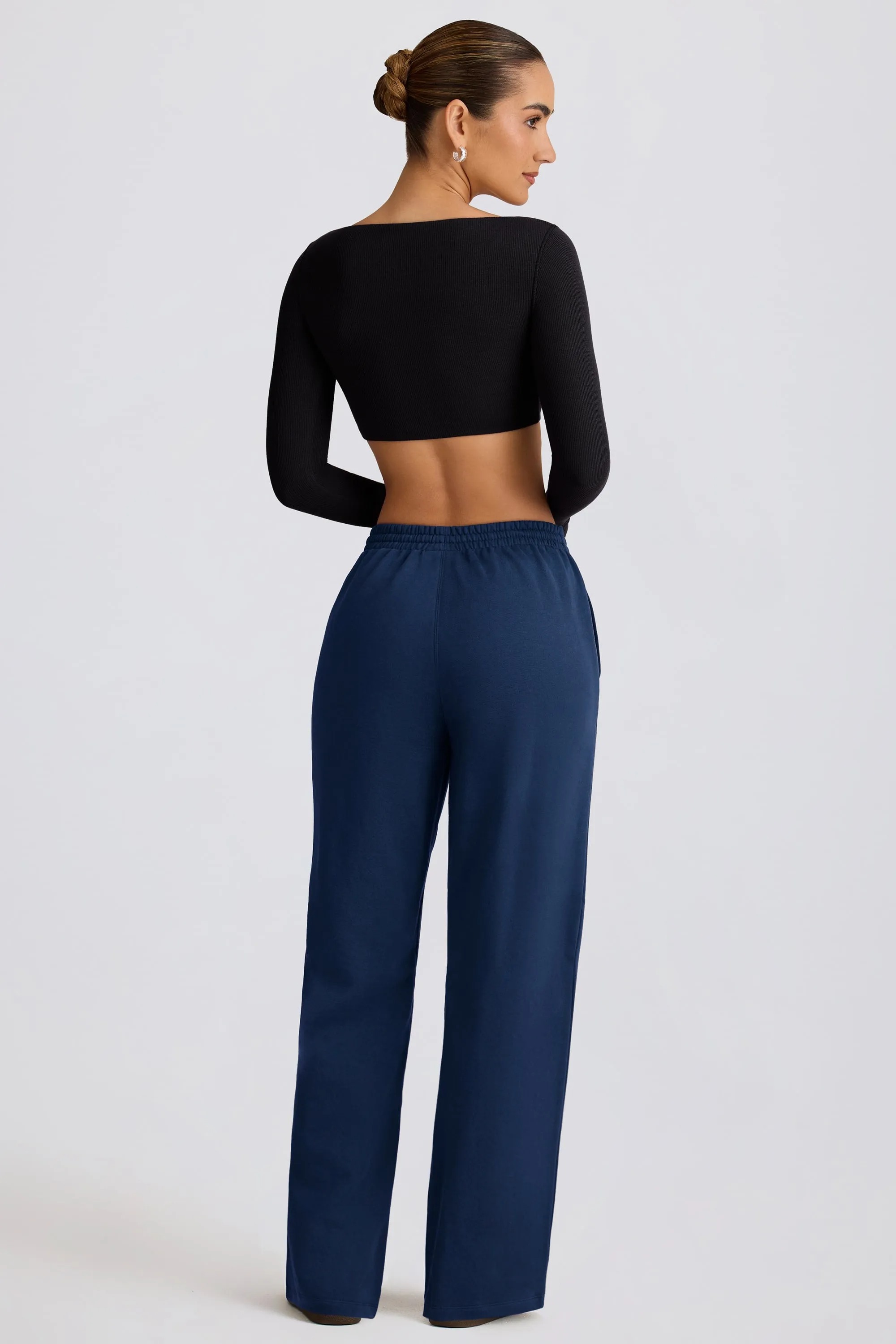 Mid-Rise Wide-Leg Joggers in Dark Navy sold by Bo + Tee product image thumbnail 2