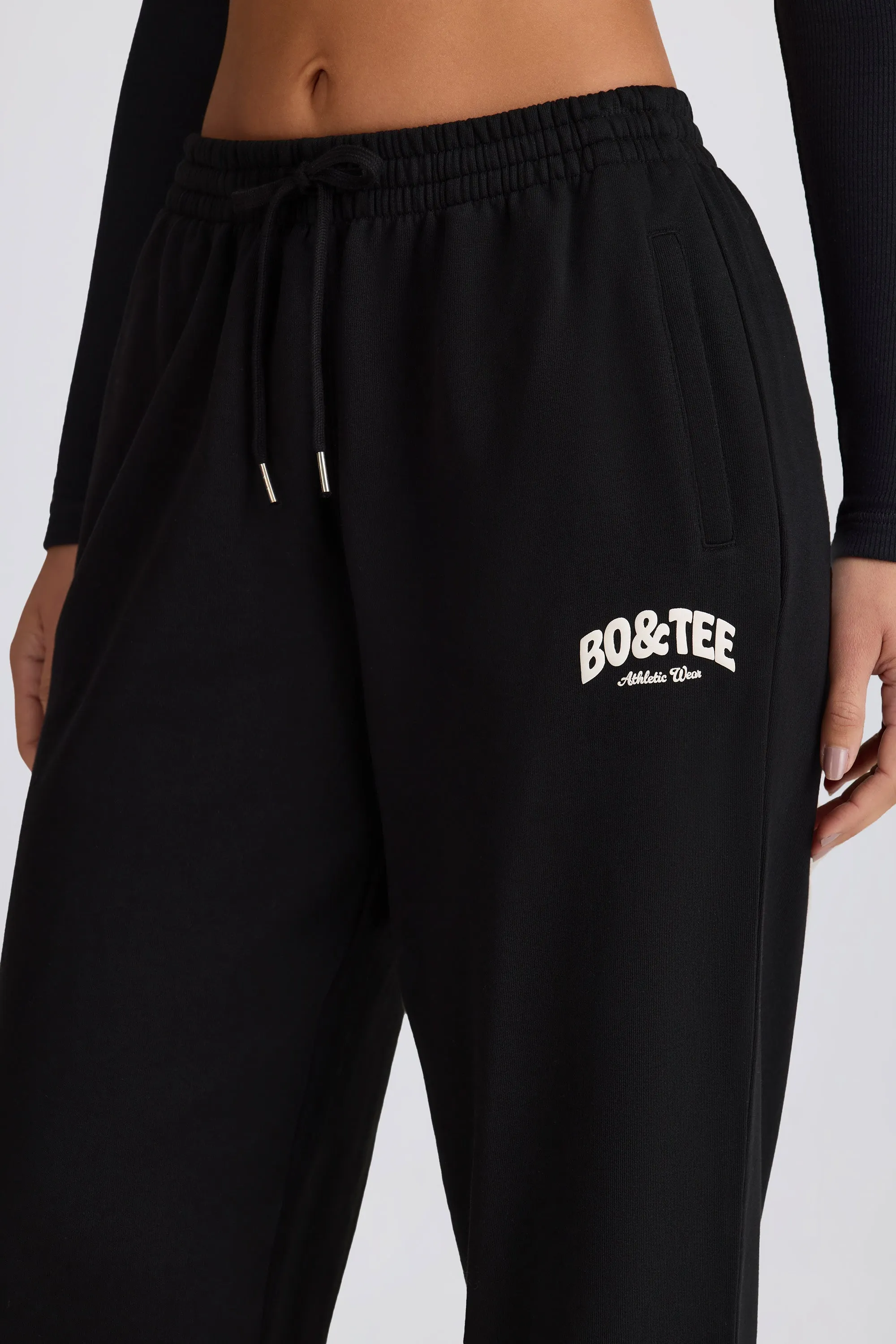 Mid-Rise Wide-Leg Joggers in Black sold by Bo + Tee product image thumbnail 4