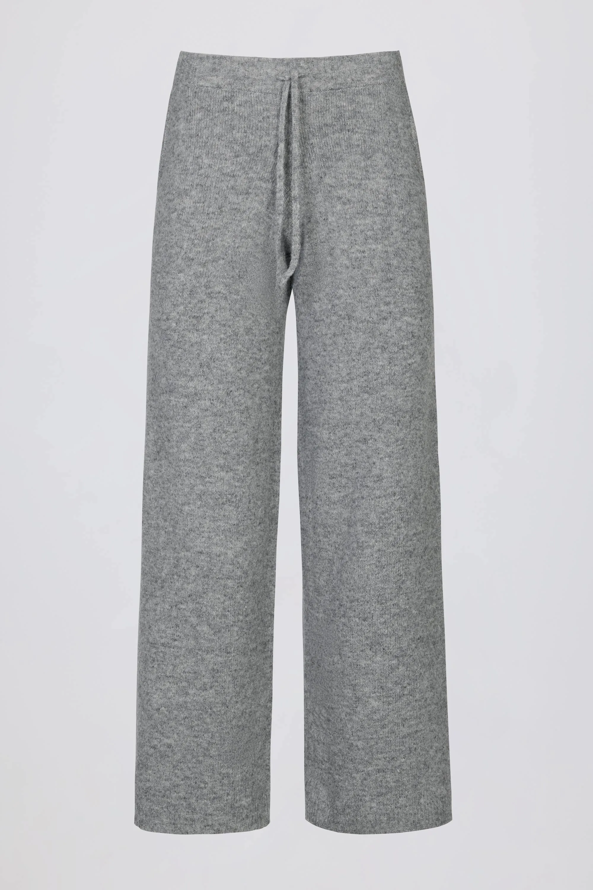 Knit Mid-Rise Wide-Leg Joggers in Grey sold by Bo + Tee