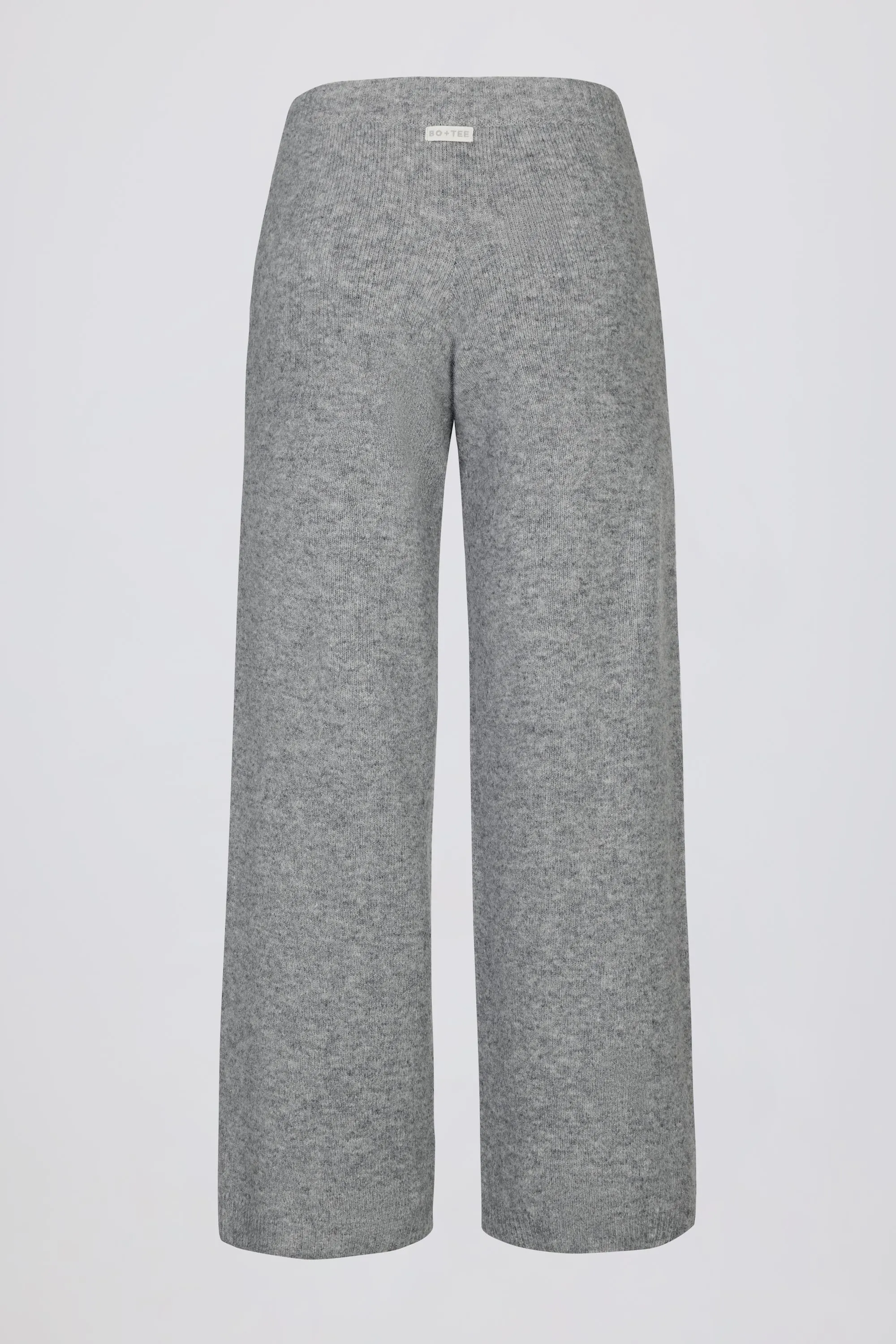 Knit Mid-Rise Wide-Leg Joggers in Grey sold by Bo + Tee product image thumbnail 4