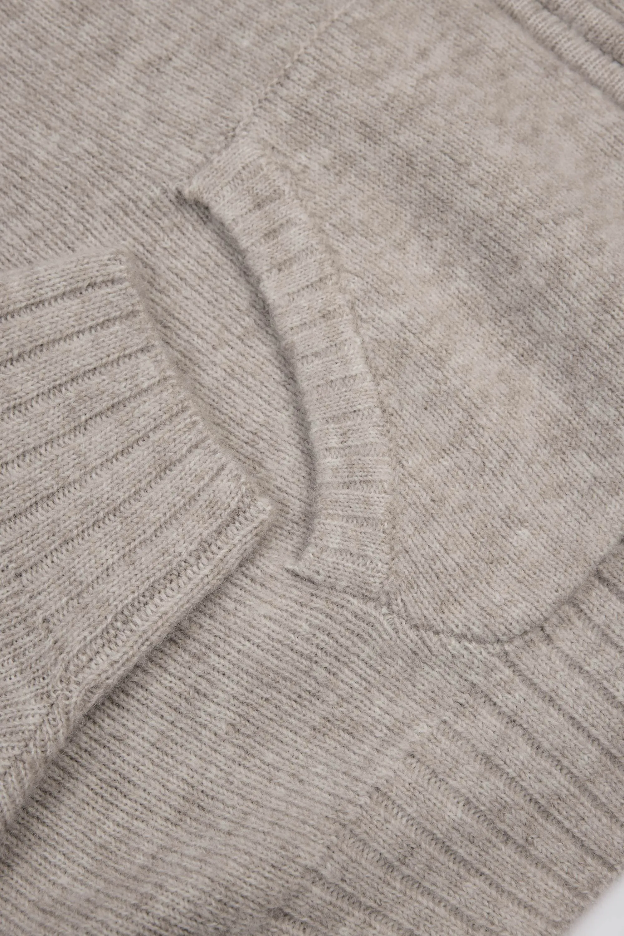 Soft Knit Zip-Up Cropped Hoodie in Beige sold by Bo + Tee product image thumbnail 5