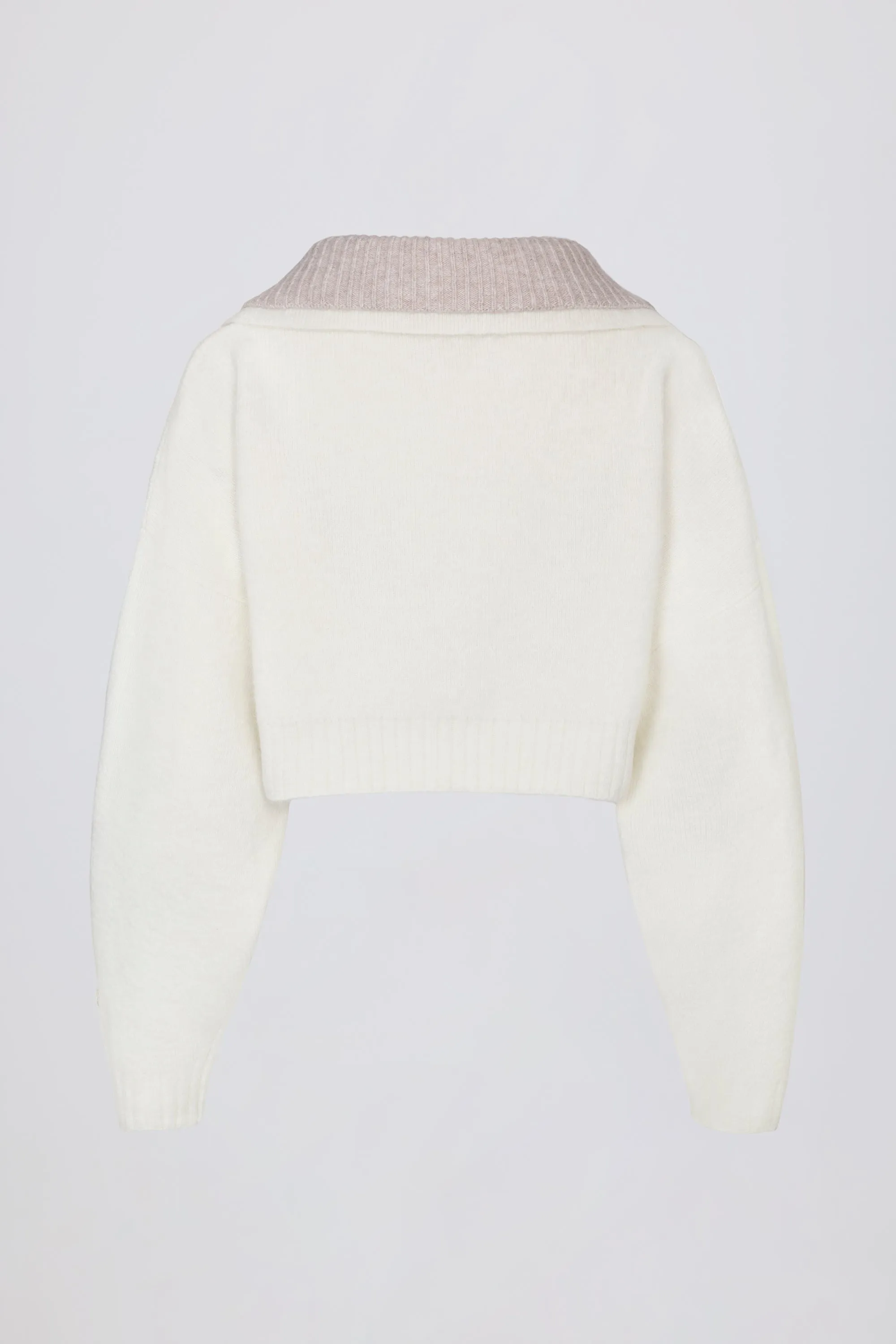 Soft Knit Layered Collar Cropped Jumper in Ivory sold by Bo + Tee product image thumbnail 4