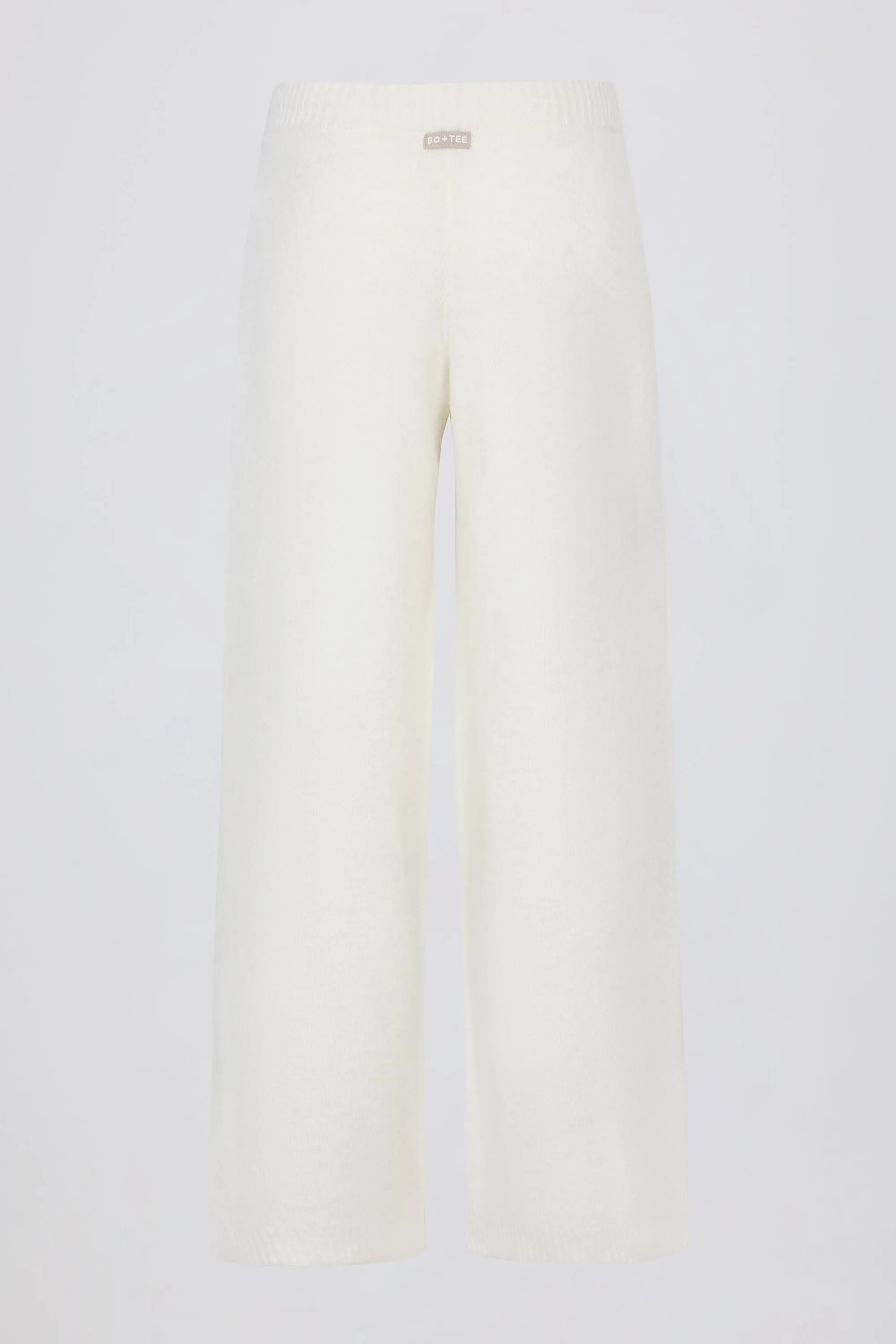 Knit Mid-Rise Wide-Leg Joggers in Ivory sold by Bo + Tee product image thumbnail 4