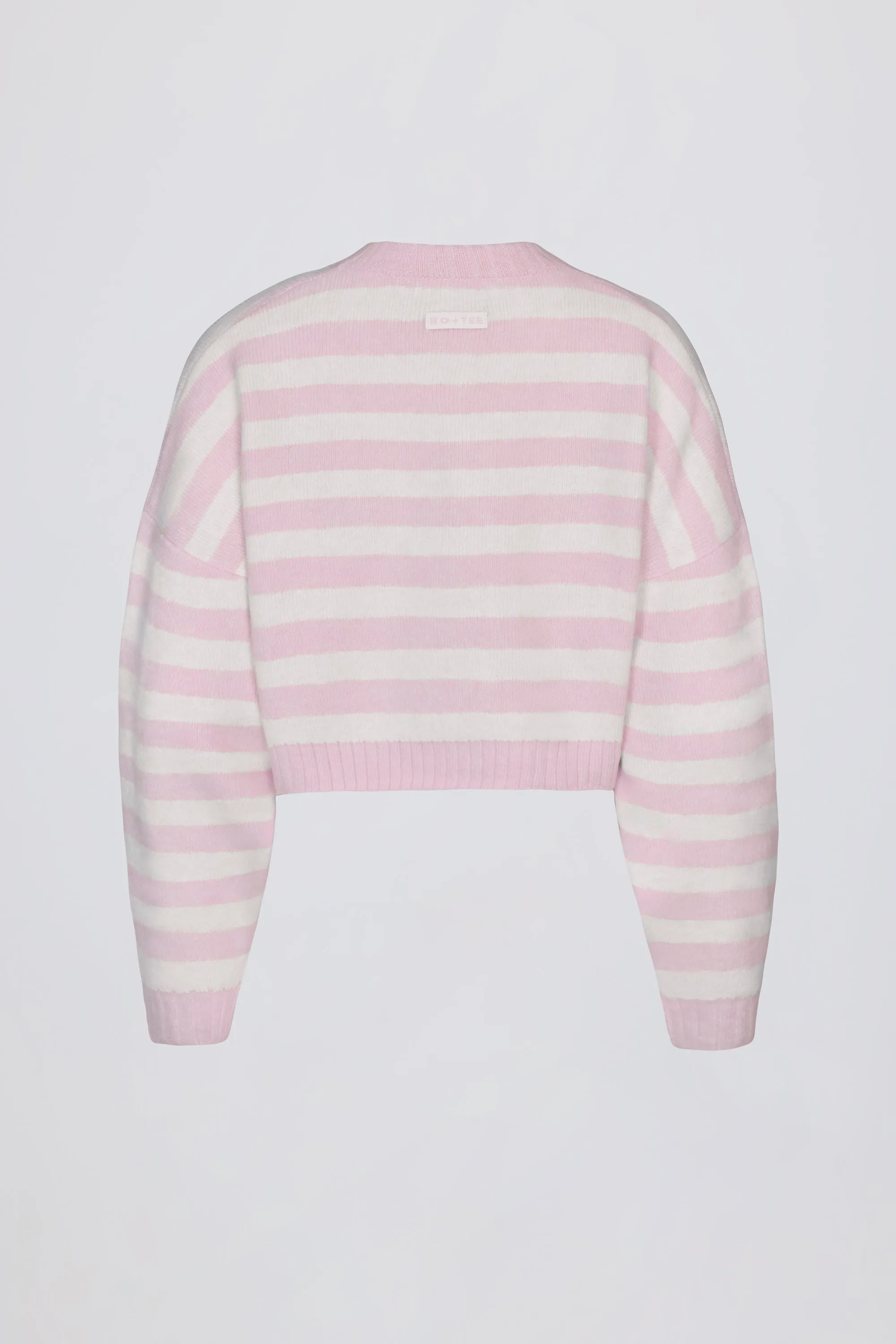 Soft Knit Stripe Cropped Cardigan in Pink Stripe sold by Bo + Tee product image thumbnail 4