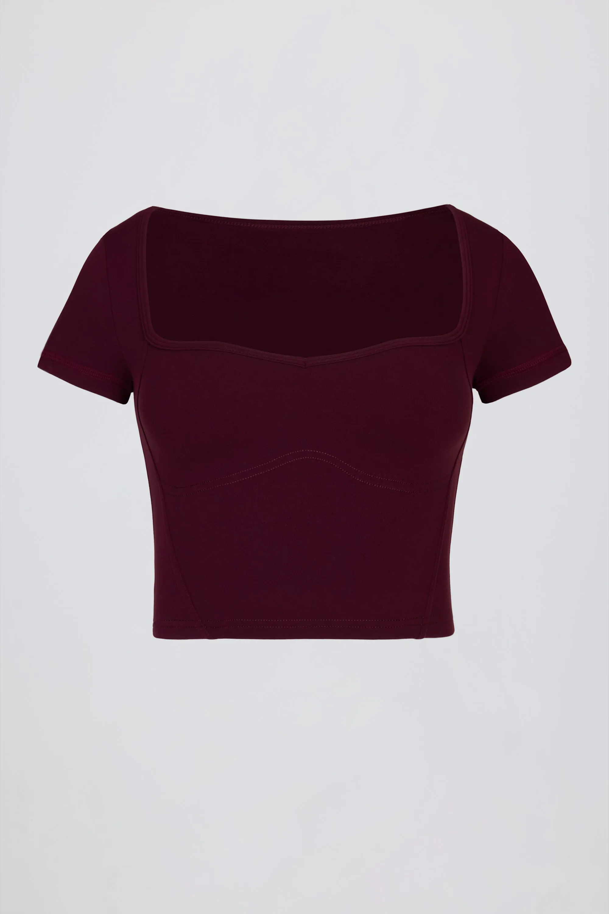 Soft Active Sweetheart-Neck Crop Top in Burgundy sold by Bo + Tee product image thumbnail 2