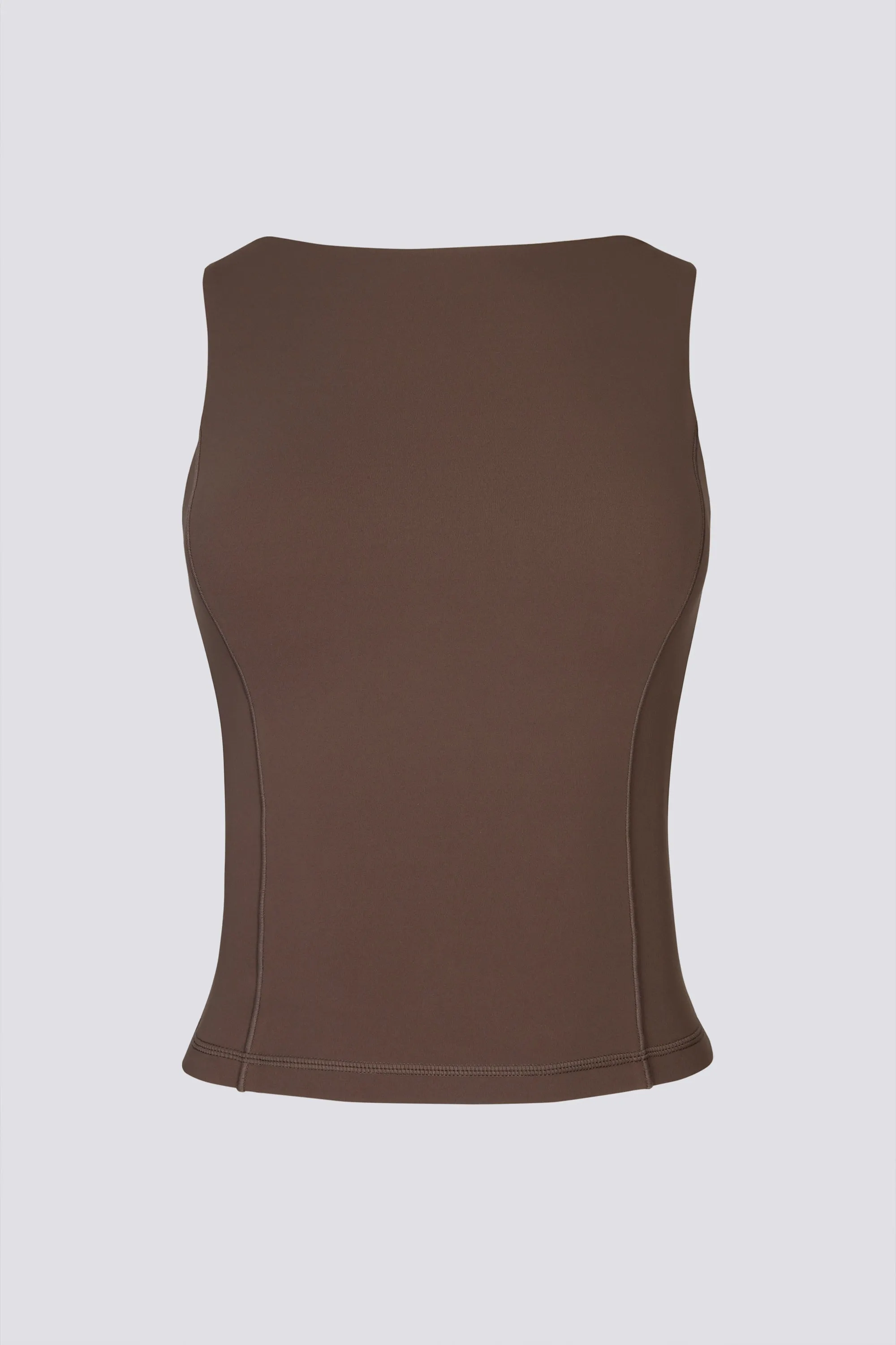 Soft Active Boat-Neck Open-Back Tank Top in Cocoa sold by Bo + Tee product image thumbnail 2