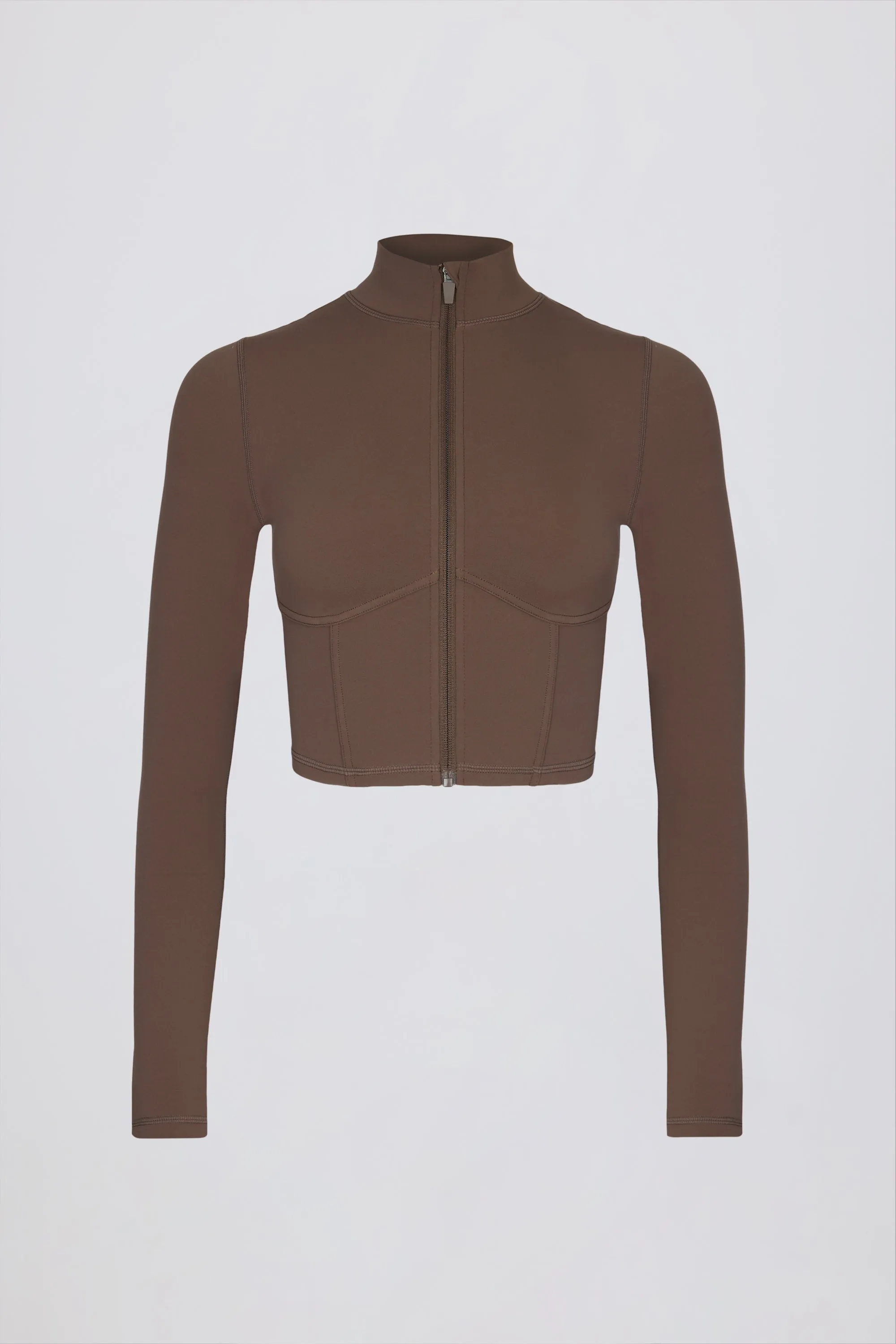 Soft Active Zip-Up Cropped Jacket in Cocoa sold by Bo + Tee product image thumbnail 2