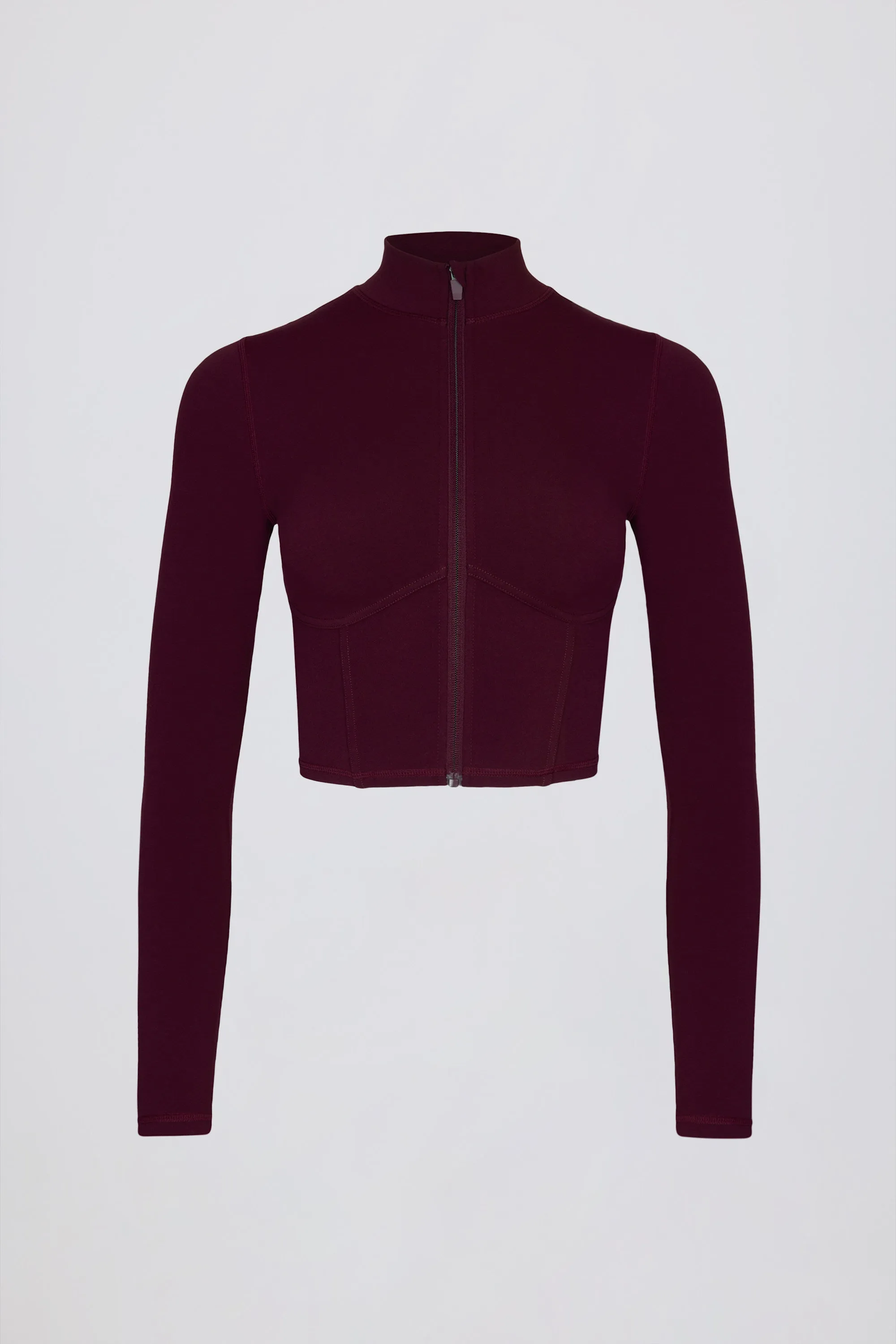 Soft Active Zip-Up Cropped Jacket in Burgundy sold by Bo + Tee product image thumbnail 2