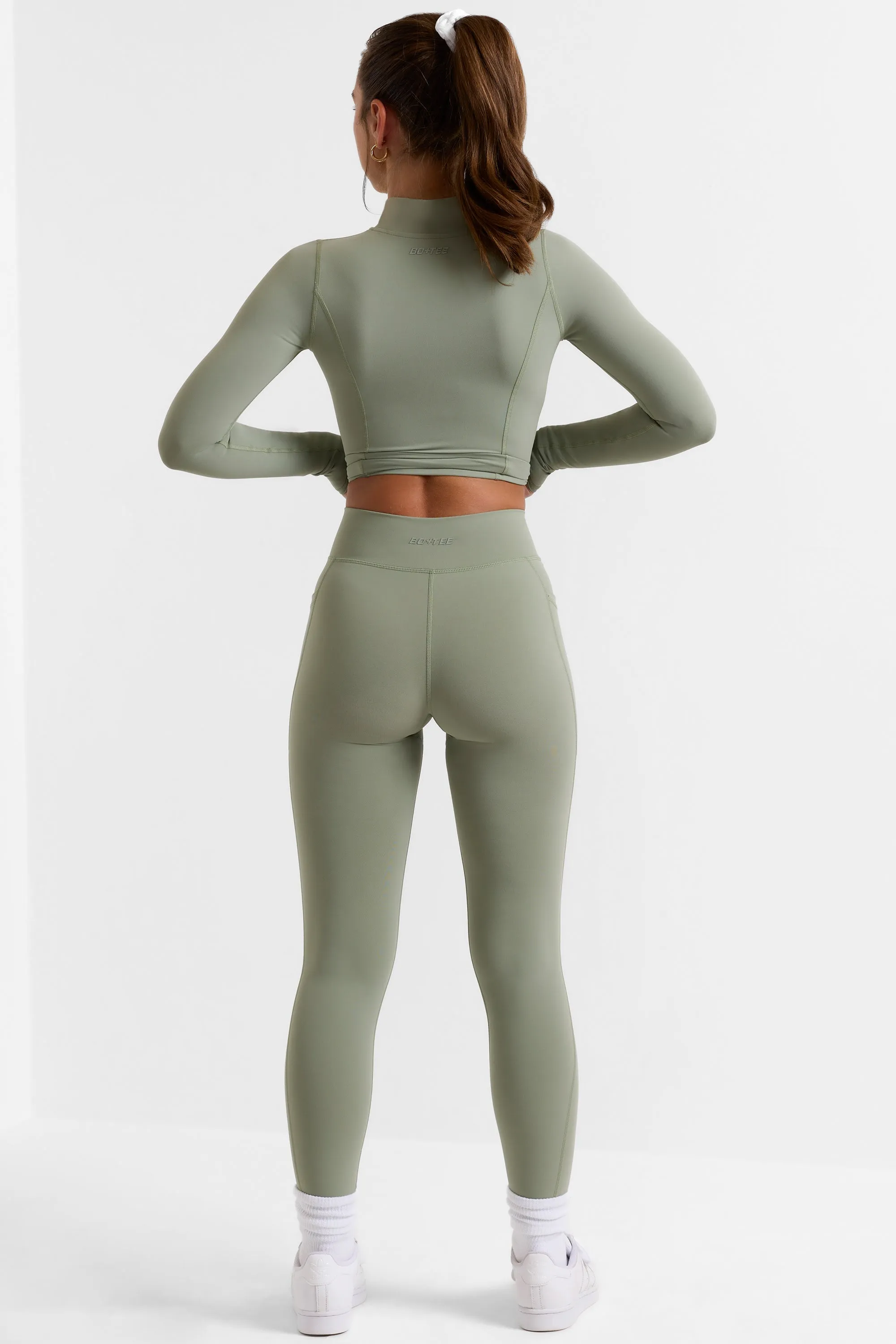 Full Length Leggings with Pockets in Bamboo Green sold by Bo + Tee product image thumbnail 3