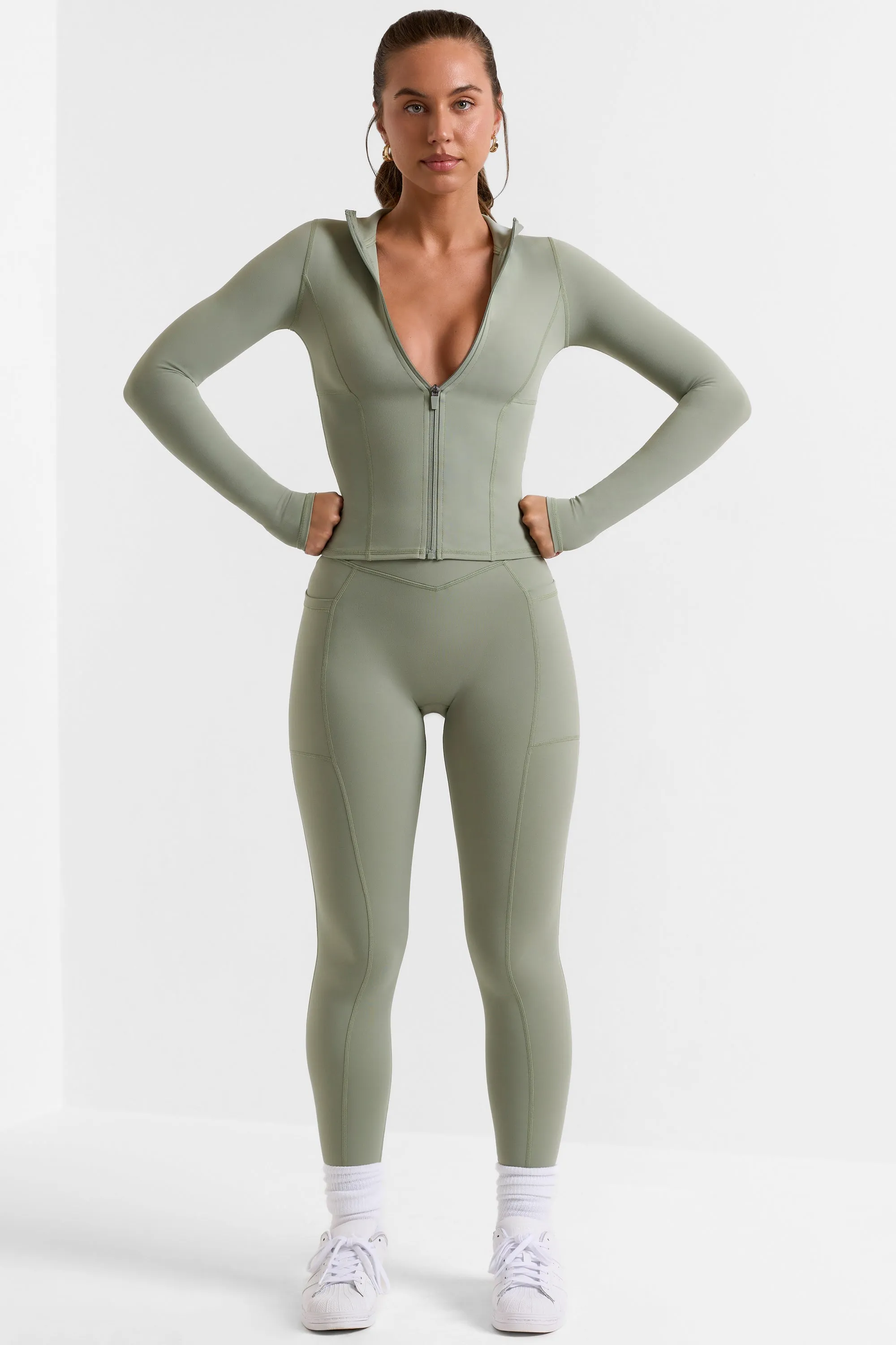 Full Length Leggings with Pockets in Bamboo Green sold by Bo + Tee product image thumbnail 4