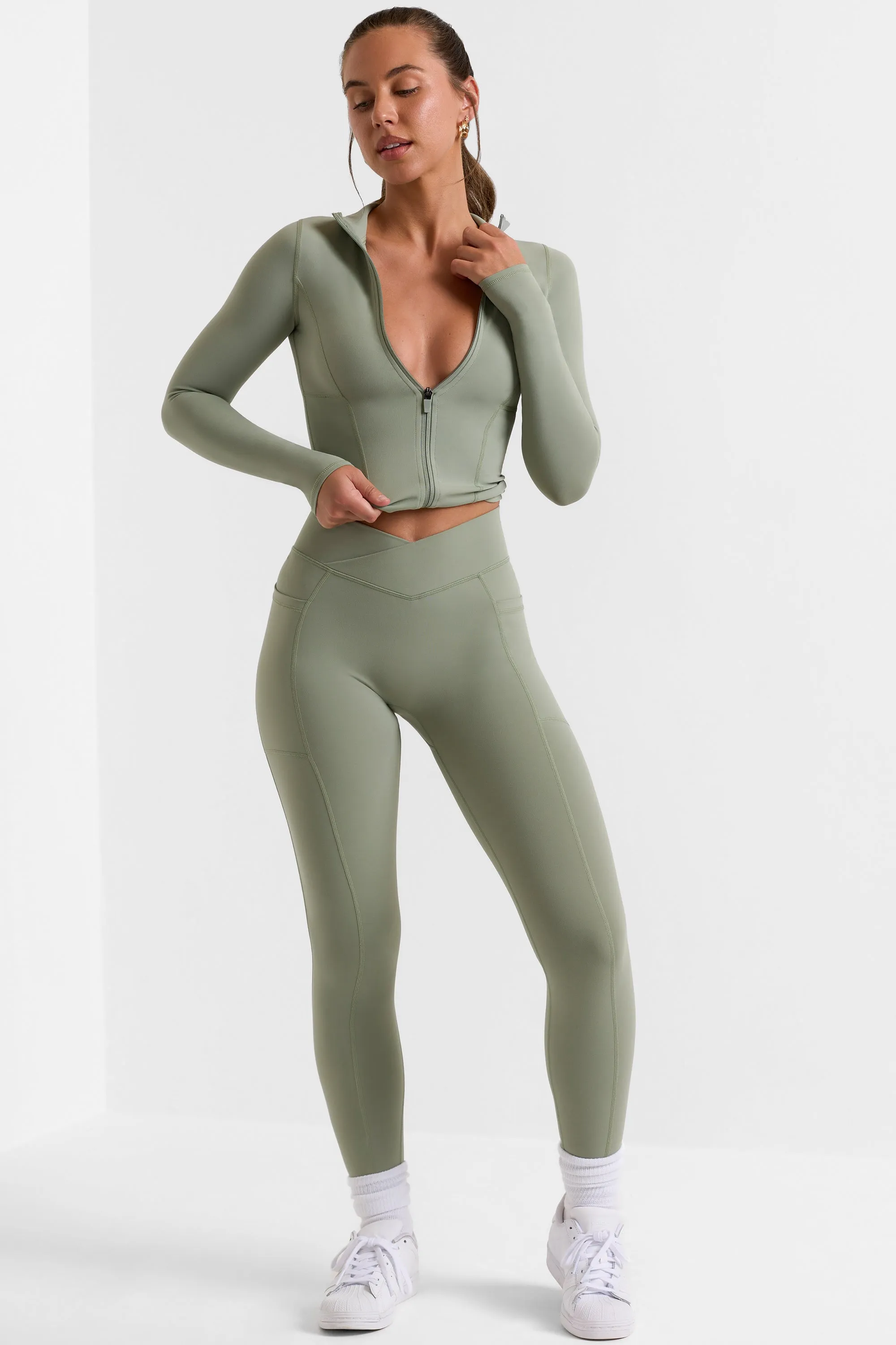 Full Length Leggings with Pockets in Bamboo Green sold by Bo + Tee product image thumbnail 5