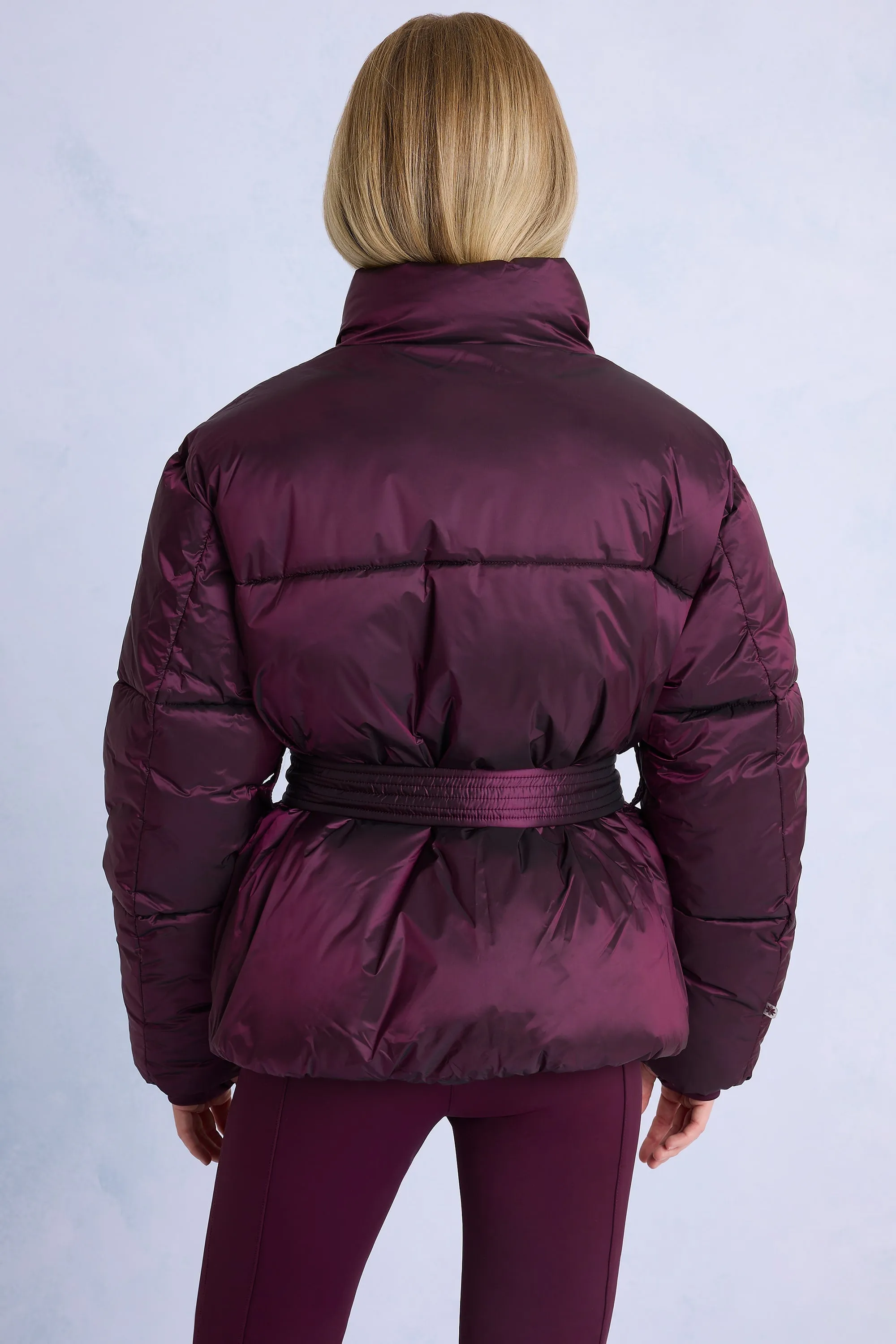 Waterproof Belted Oversized Ski Jacket in Burgundy sold by Bo + Tee product image thumbnail 2