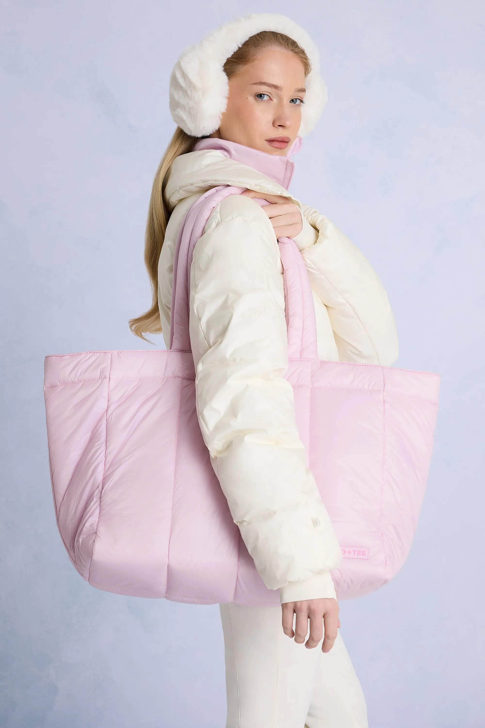 Waterproof Puffer Tote Bag in Powder Pink sold by Bo + Tee