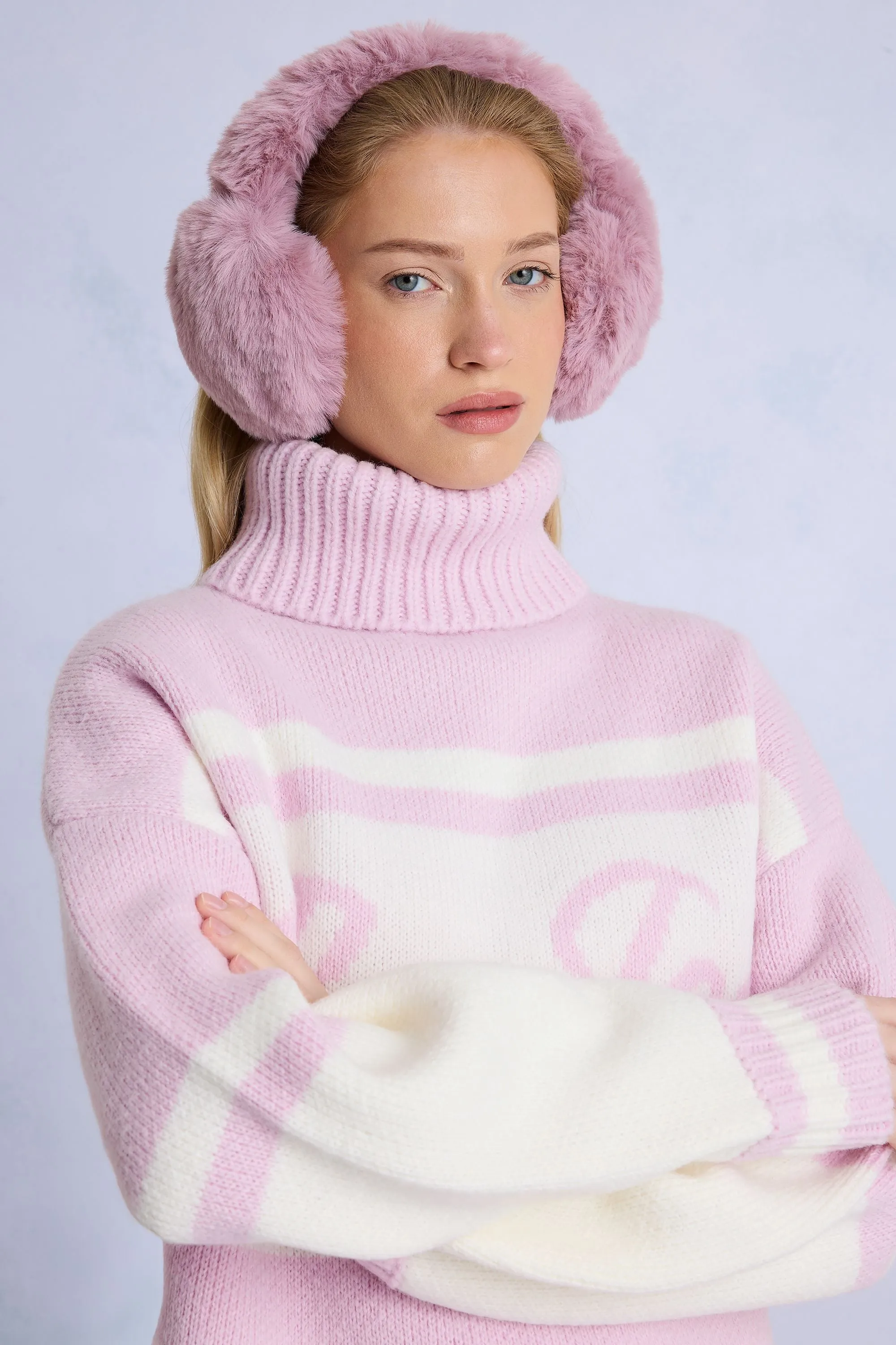 Faux-Fur Earmuffs in Powder Pink sold by Bo + Tee