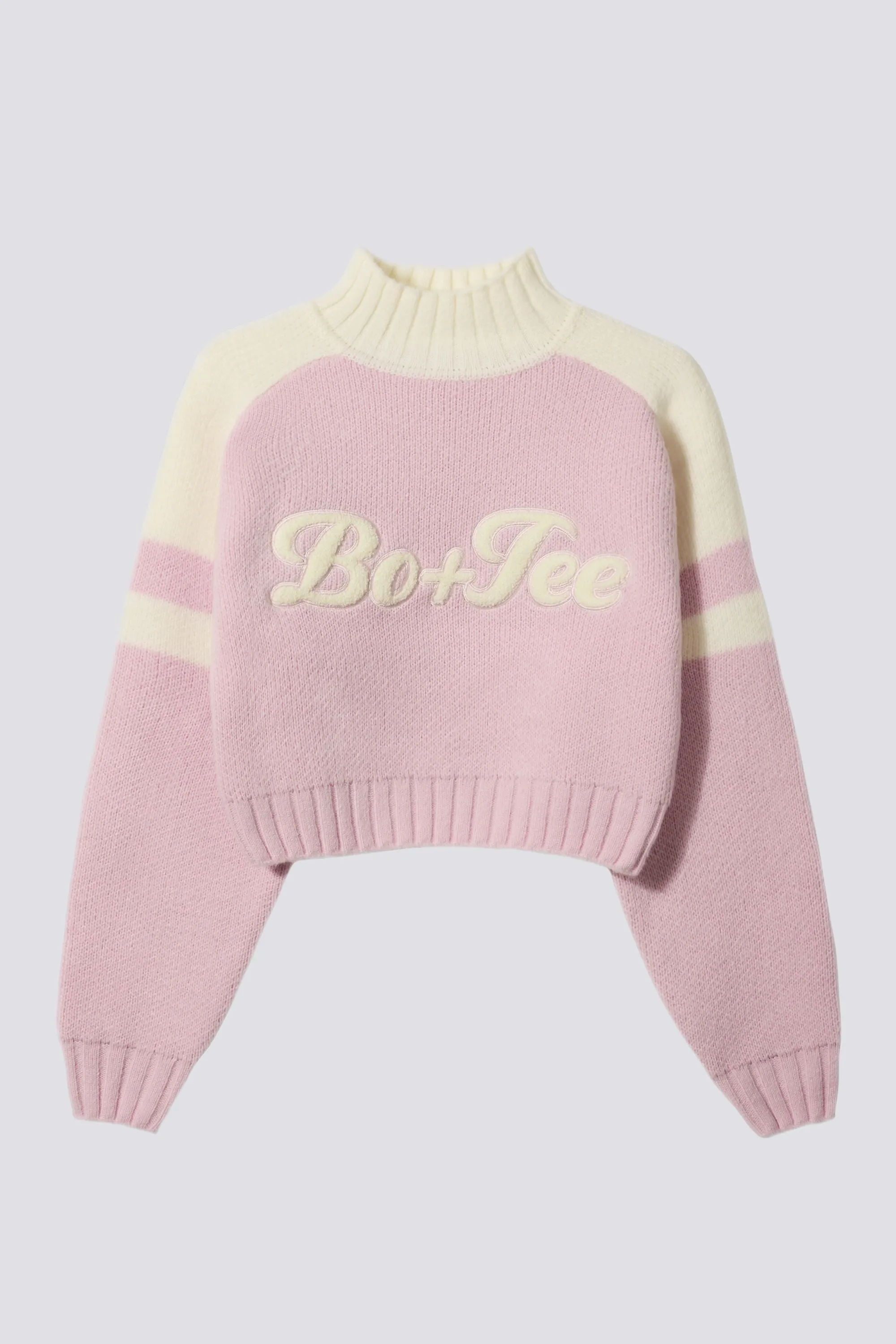 Knit Logo Cropped Jumper in Powder Pink sold by Bo + Tee product image thumbnail 3