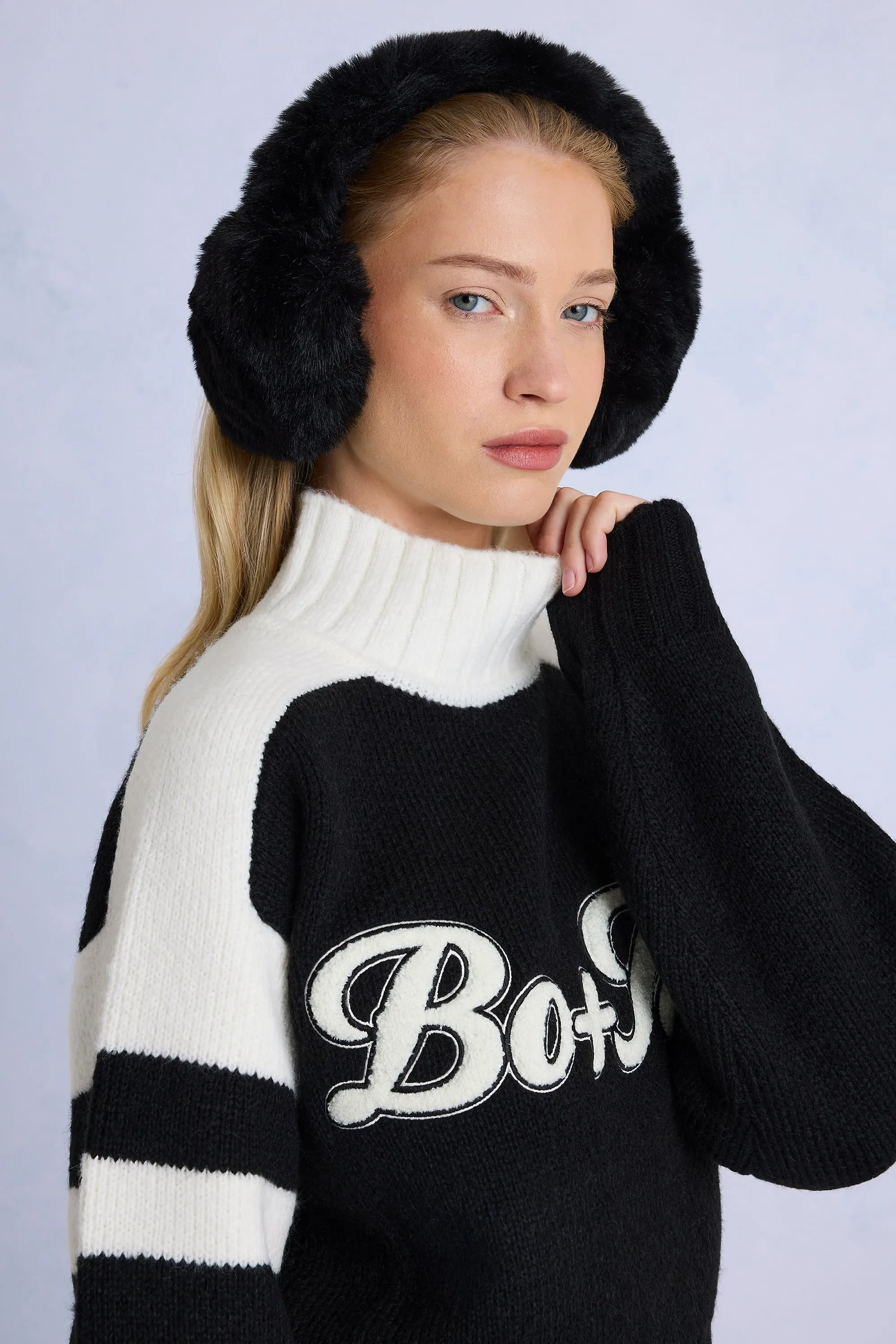 Faux-Fur Earmuffs in Black sold by Bo + Tee