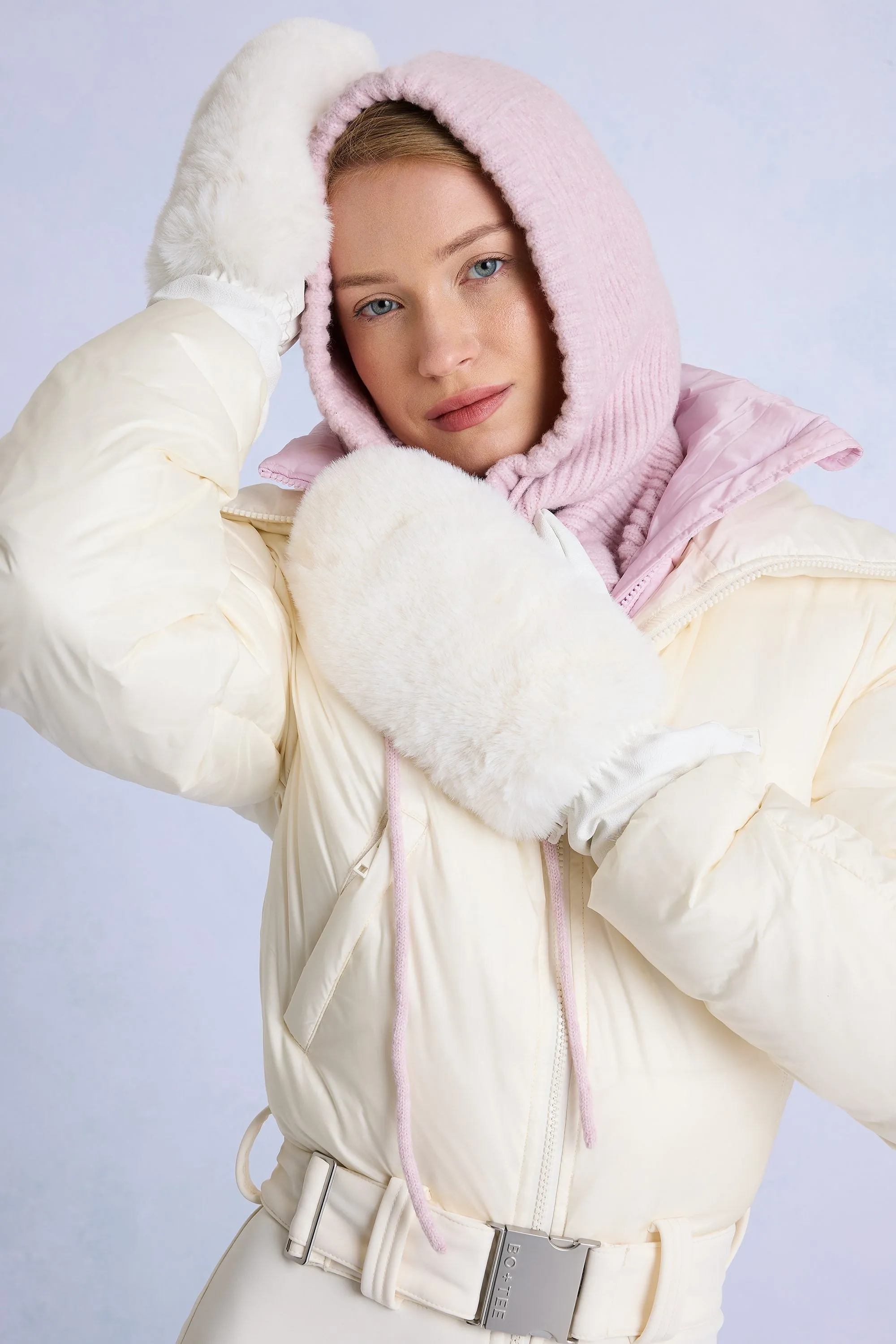 Faux-Fur Gloves in Ice sold by Bo + Tee