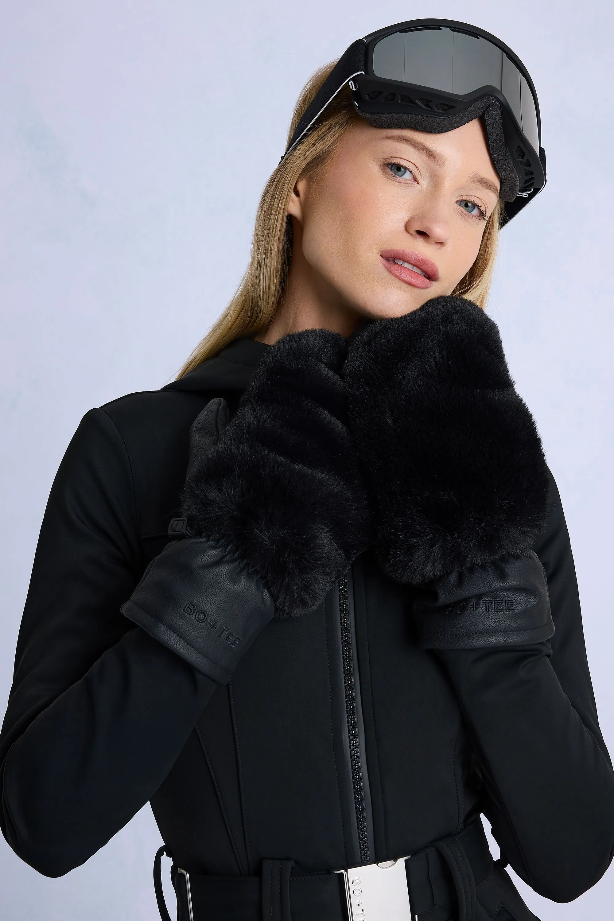 Faux-Fur Gloves in Black sold by Bo + Tee