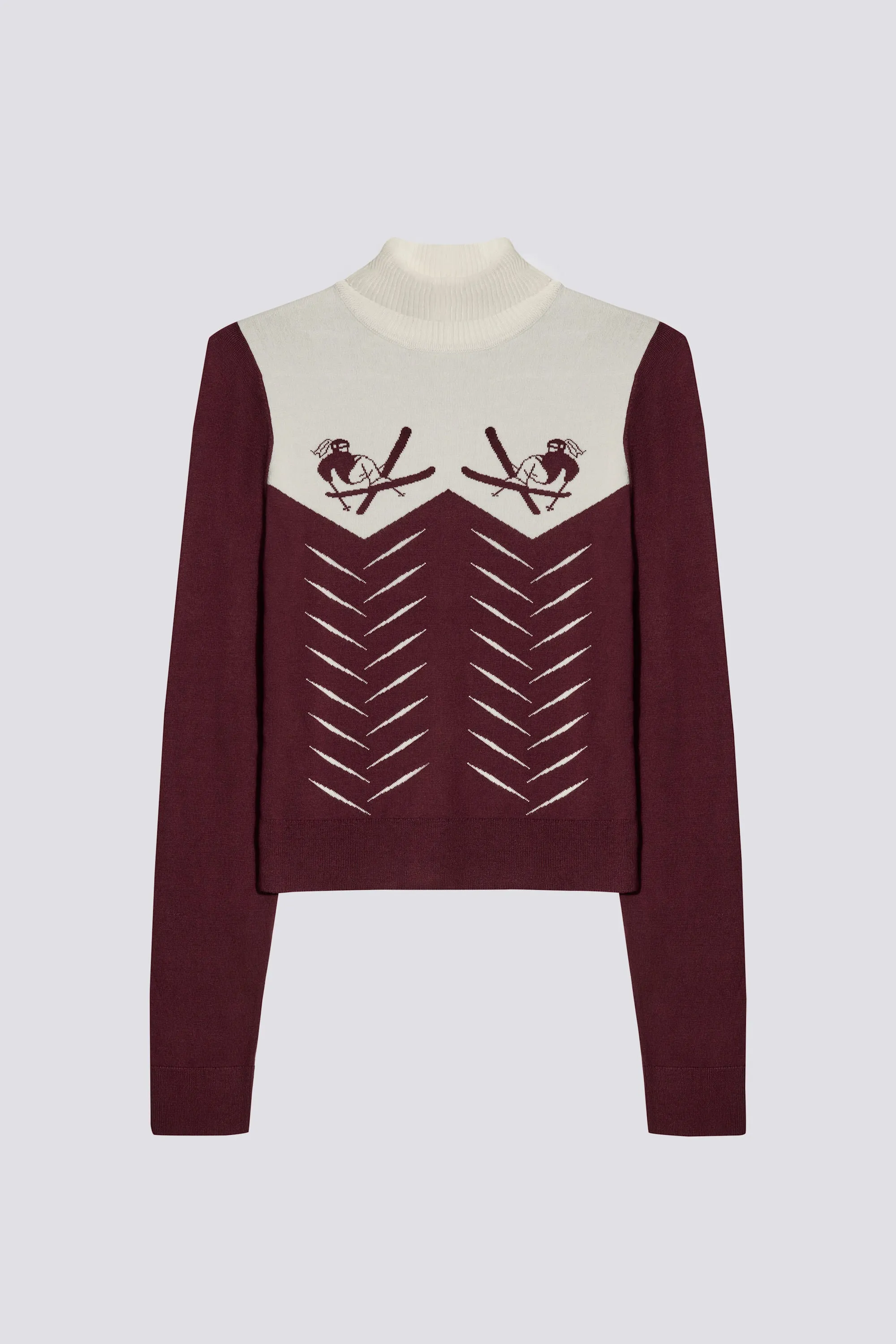 Knit Long-Sleeve Fitted Top in Burgundy sold by Bo + Tee product image thumbnail 3