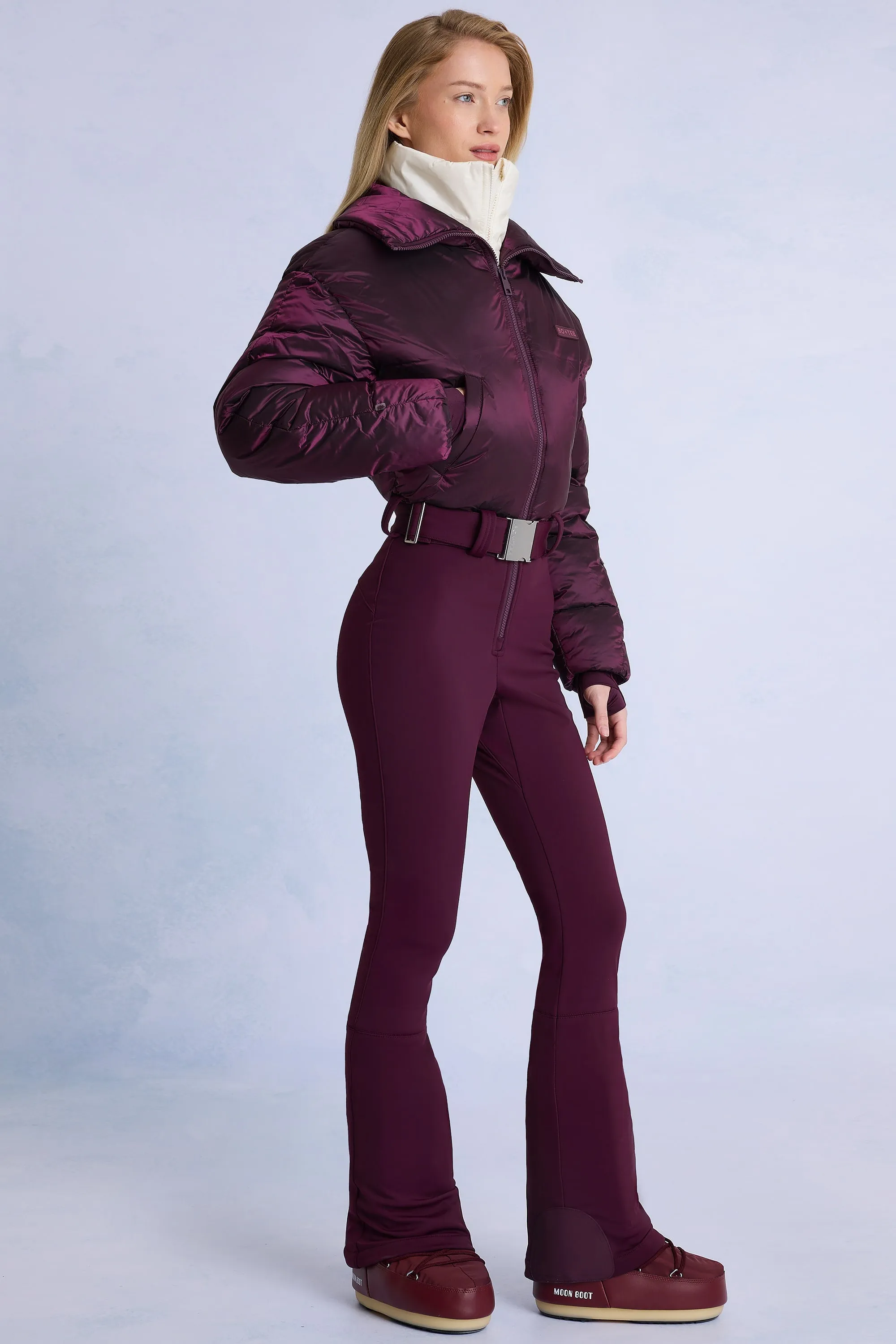 Waterproof Belted Layered Ski Suit in Burgundy sold by Bo + Tee product image thumbnail 3