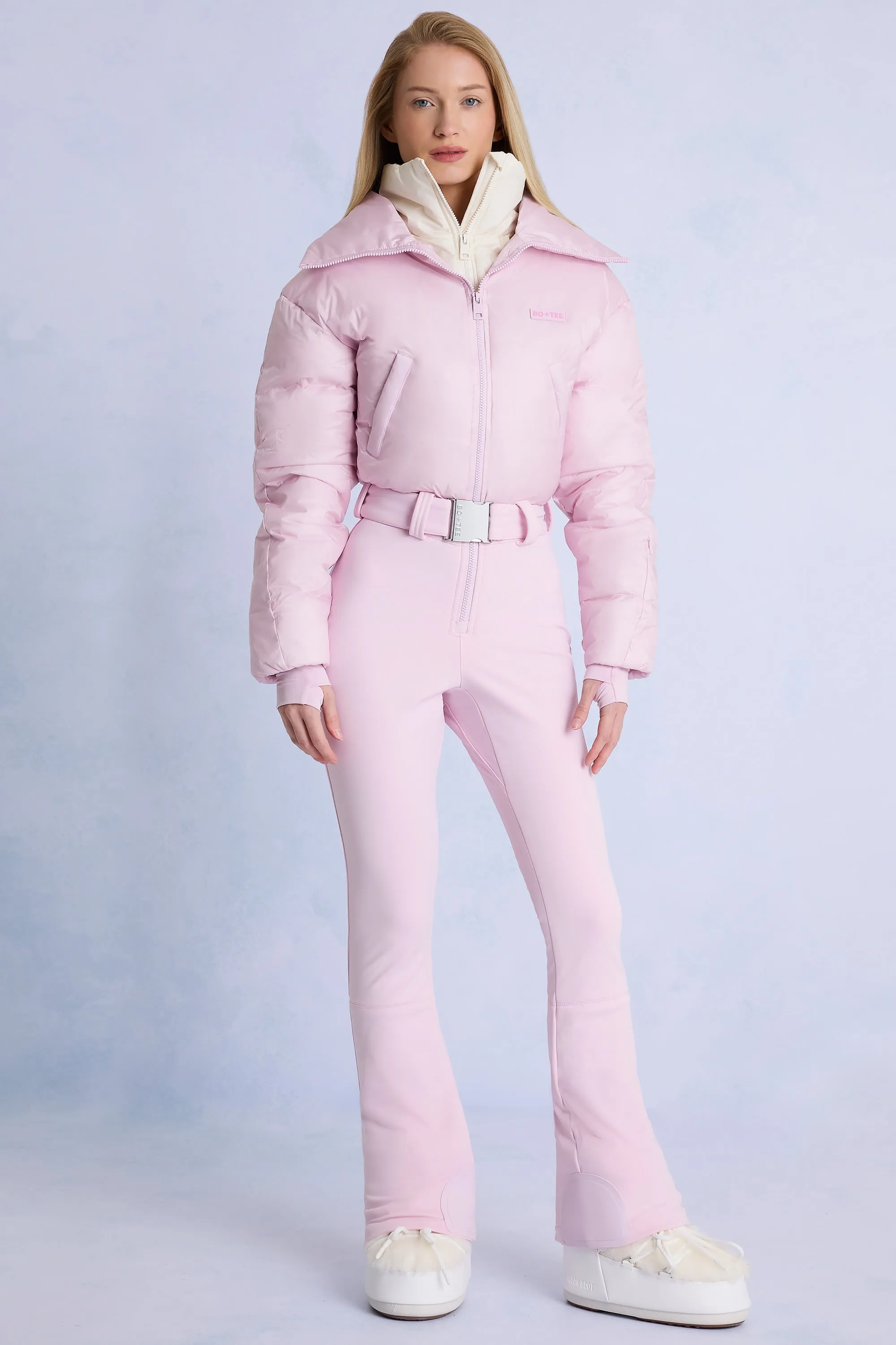 Waterproof Belted Layered Ski Suit in Powder Pink sold by Bo + Tee product image thumbnail 3