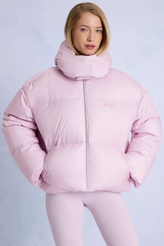 Waterproof Cropped Oversized Ski Jacket in Powder Pink sold by Bo + Tee