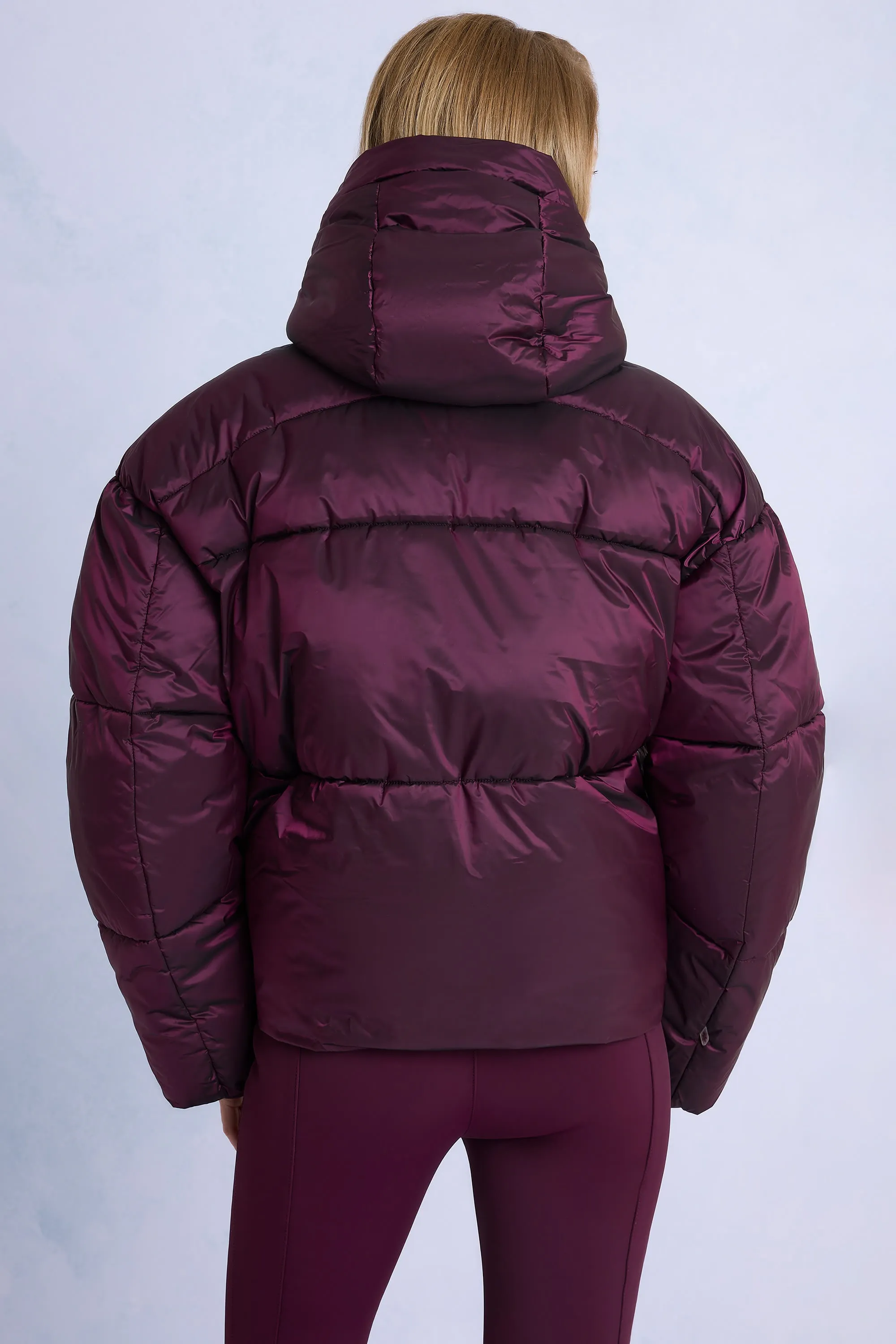 Waterproof Cropped Oversized Ski Jacket in Burgundy sold by Bo + Tee product image thumbnail 2