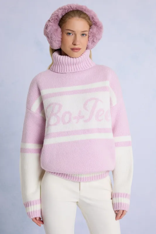 Knit Turtleneck Oversized Jumper in Powder Pink sold by Bo + Tee