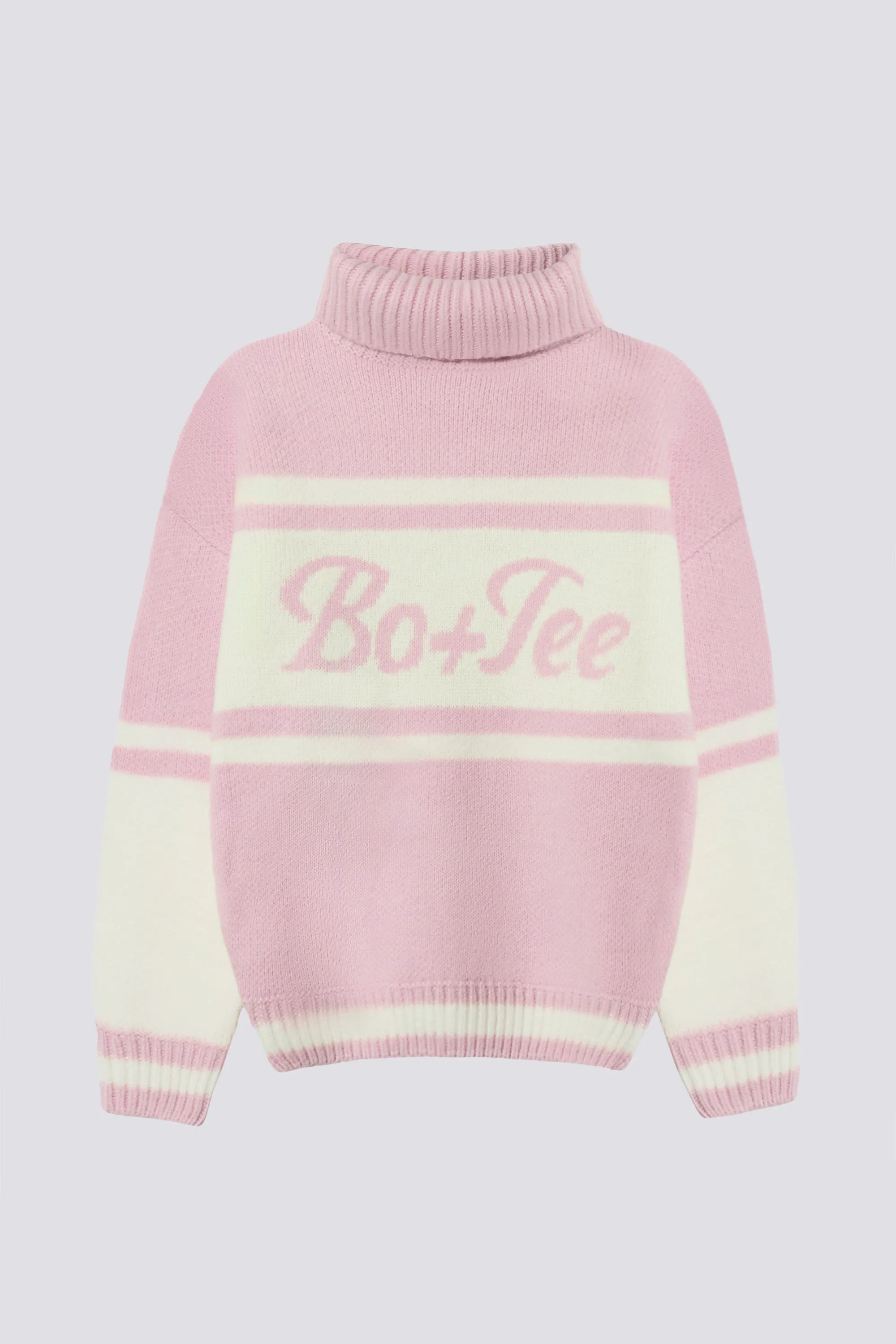 Knit Turtleneck Oversized Jumper in Powder Pink sold by Bo + Tee product image thumbnail 3
