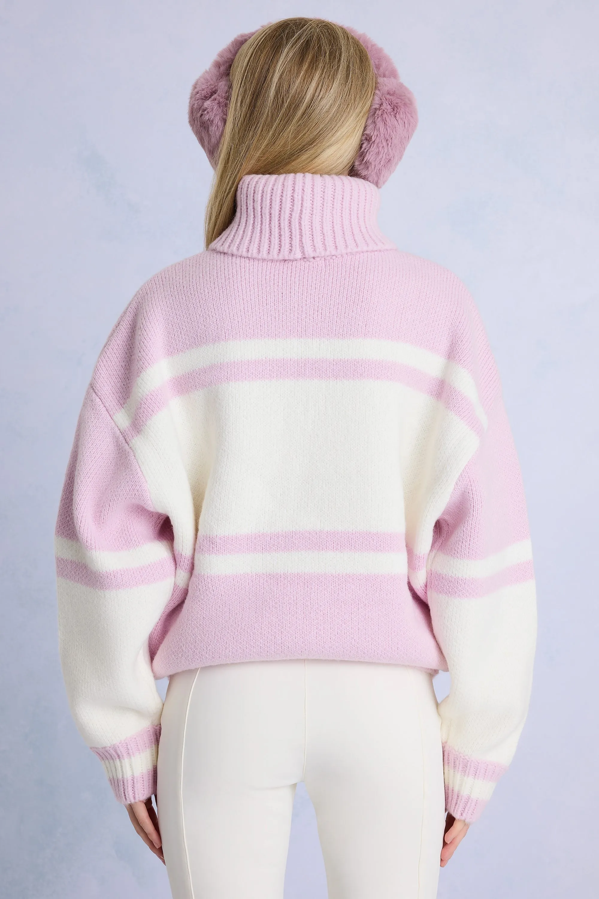 Knit Turtleneck Oversized Jumper in Powder Pink sold by Bo + Tee product image thumbnail 2