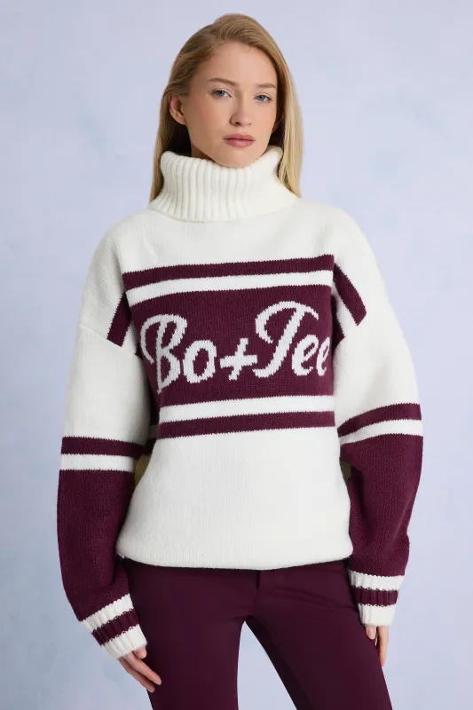 Knit Turtleneck Oversized Jumper in Burgundy sold by Bo + Tee