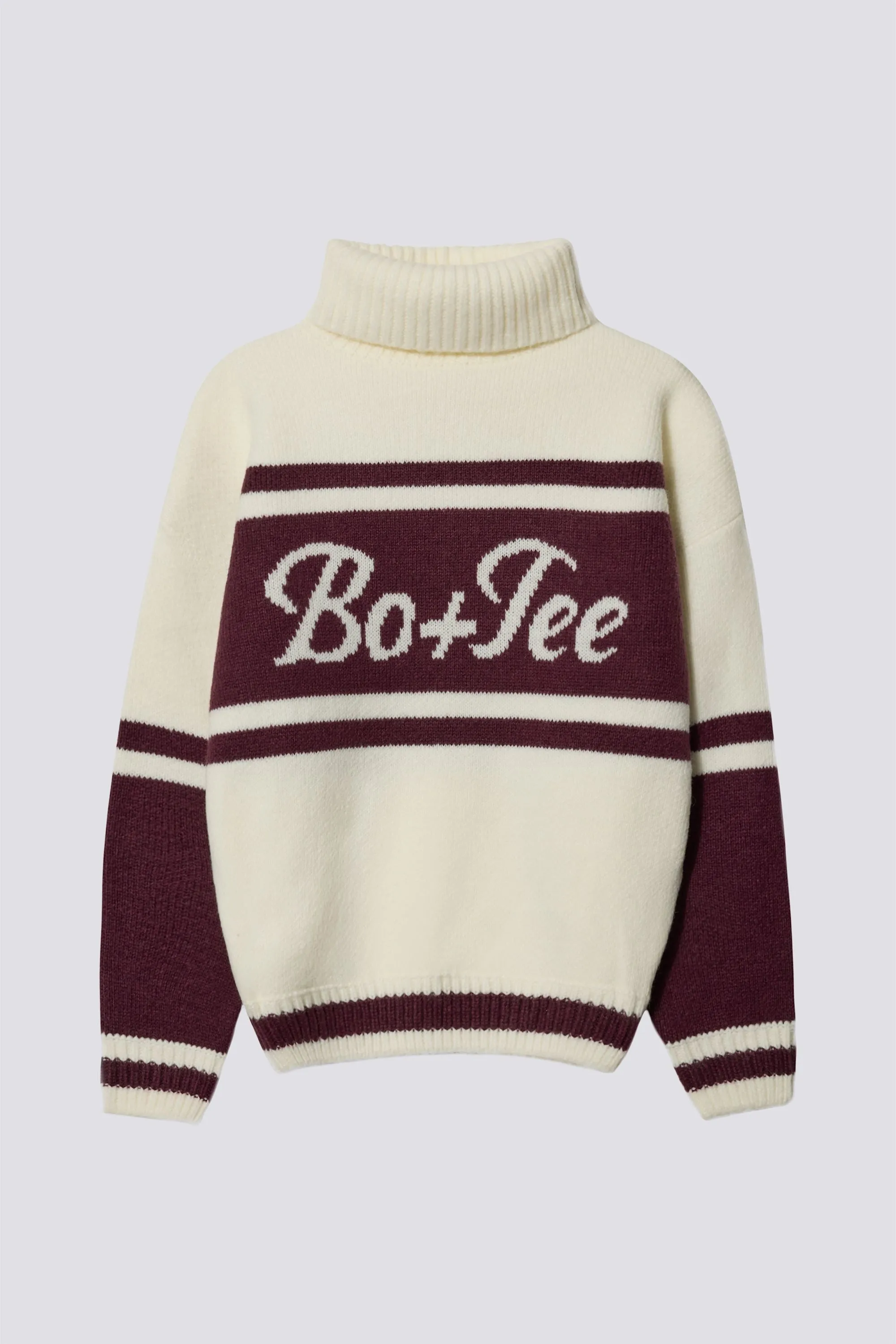 Knit Turtleneck Oversized Jumper in Burgundy sold by Bo + Tee product image thumbnail 3