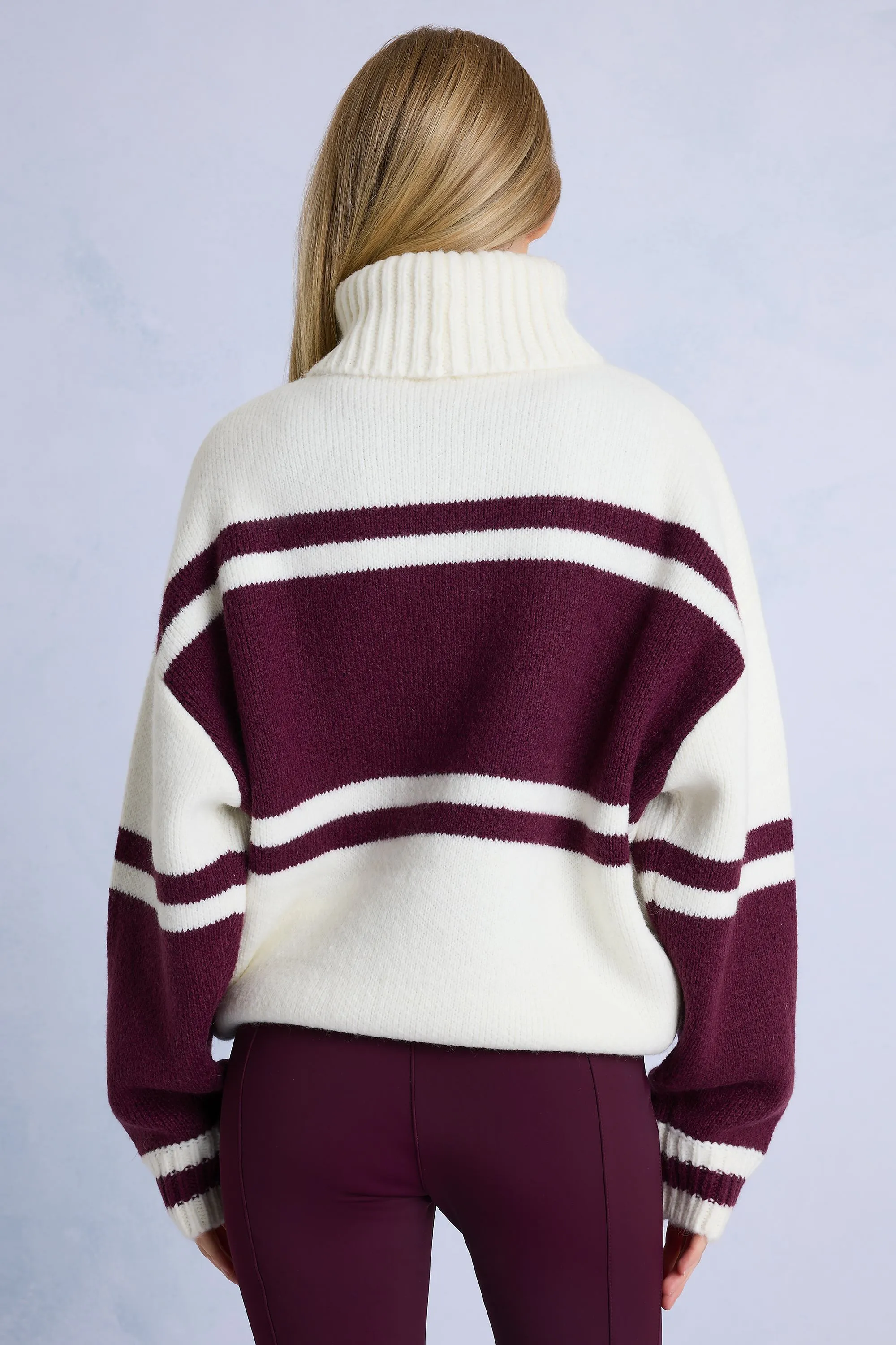 Knit Turtleneck Oversized Jumper in Burgundy sold by Bo + Tee product image thumbnail 2