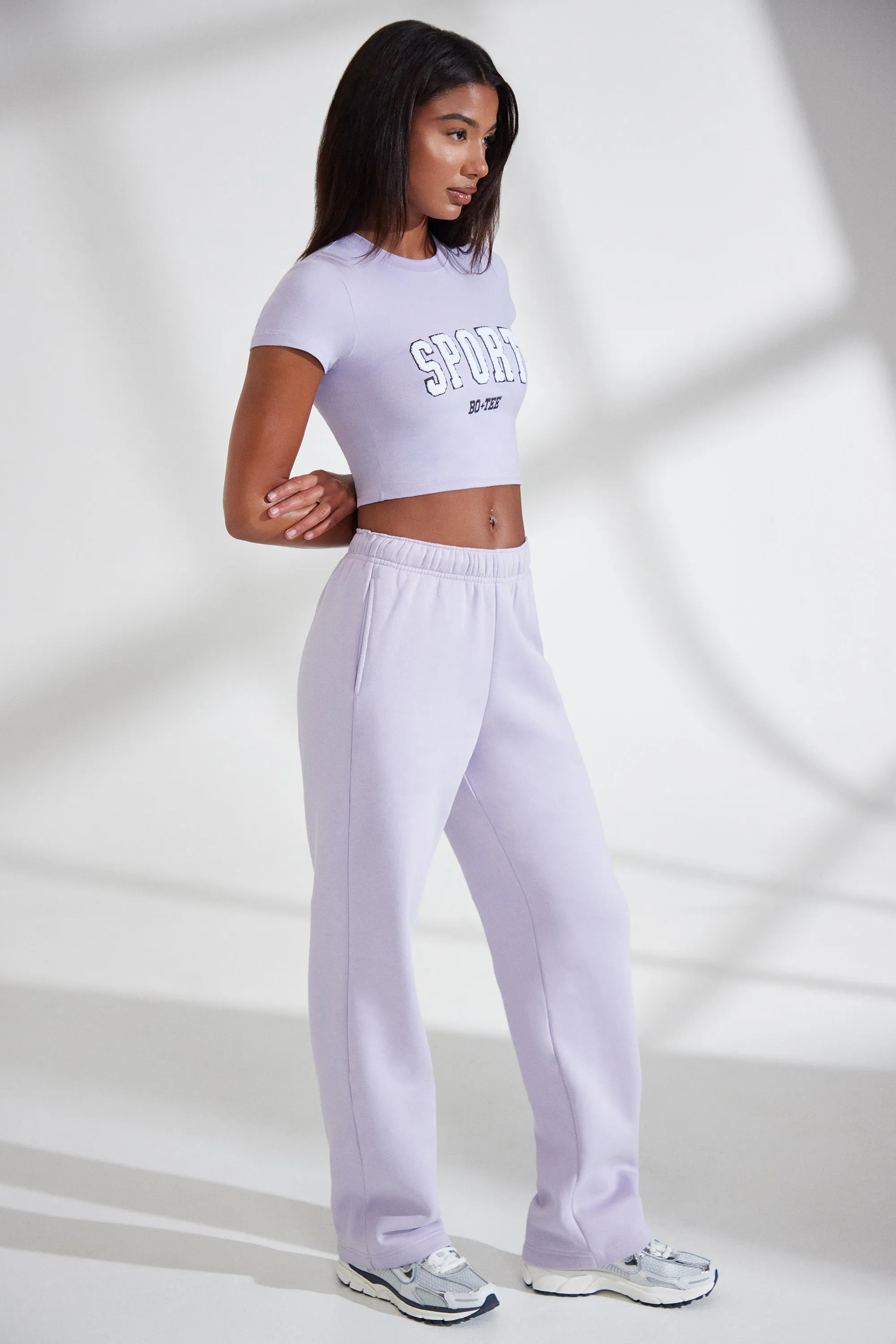 Athletics - Petite Wide Leg Embroidered Back Joggers in Lavender sold by Bo + Tee product image thumbnail 2